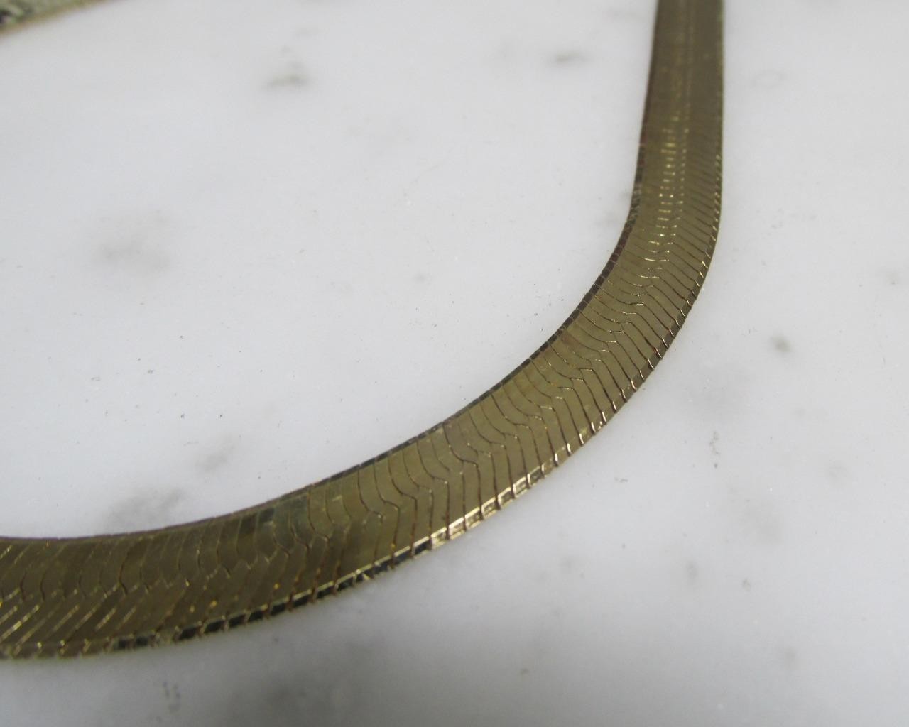 Gold Plated Sterling Silver Herringbone Necklace ~ 23-1/2″ ~ 25.4g ~ 2-G289
