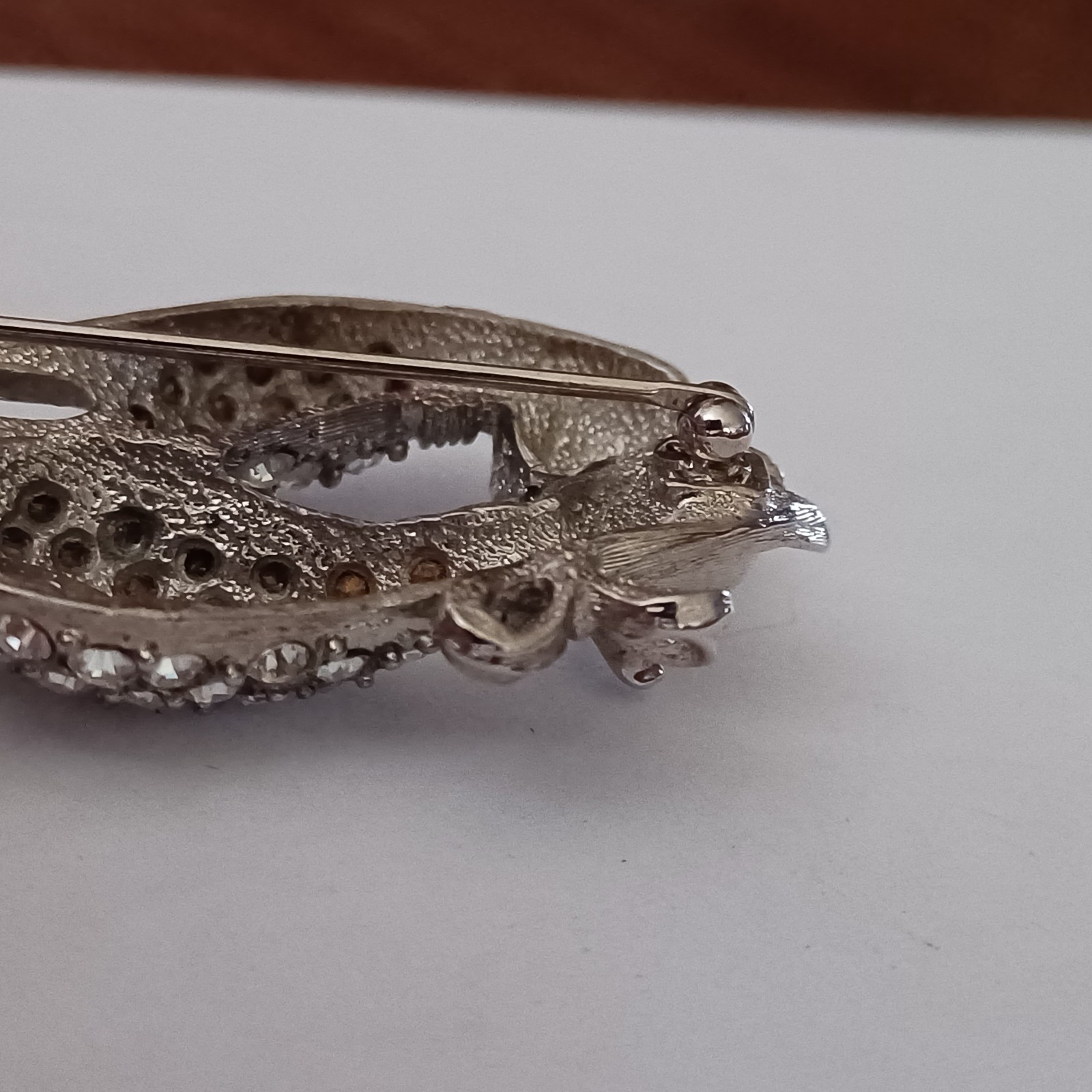 Revere Brooch 2 Cats RHINESTONE Body & Eyes Vintage 70s