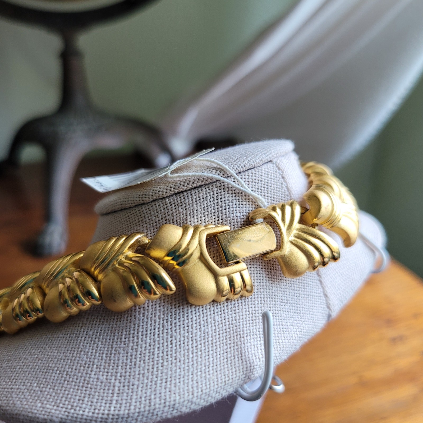 1980s NOS Napier Chunky Gold Tone Sculptural Statement Necklace