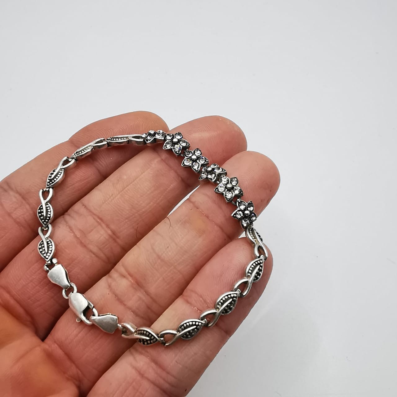 Vintage Beautiful Bracelet Jewelry,925 Sterling Silver, Handmade,Zircon, 10,80g
