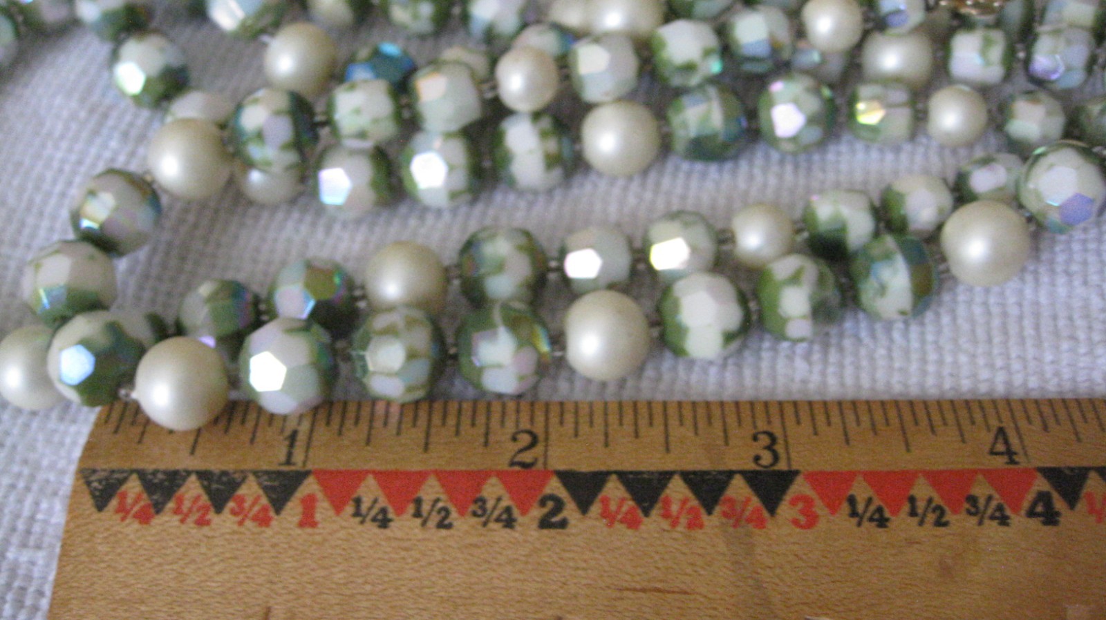 Older Vtg RARE CASTLECLIFF Faceted Glass Faux Pearl 5 Strands 17″/ 18″ 170 Grams