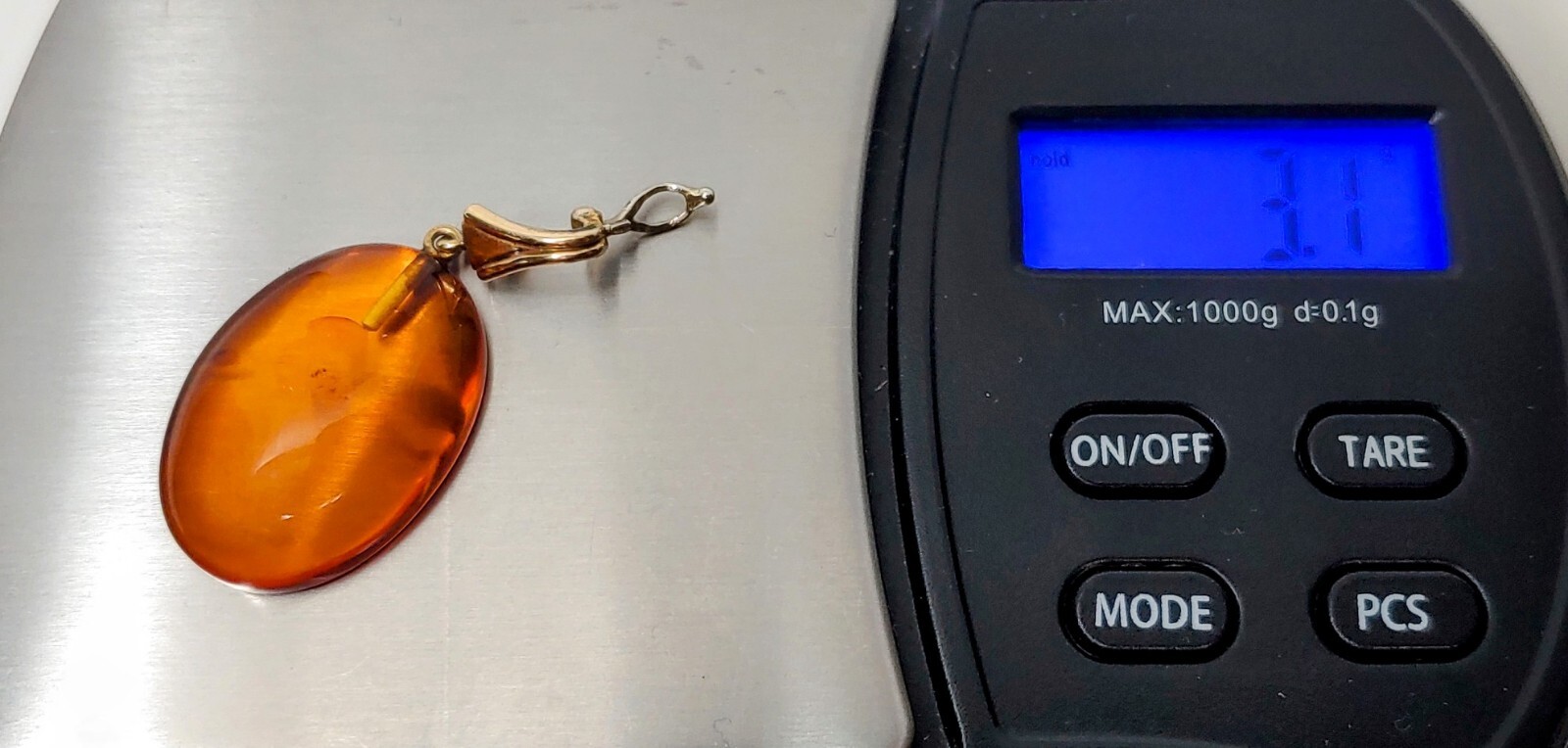 14k Gold Honey Amber Pearls Double Necklace 24″ 14k Removable Antique Pendant