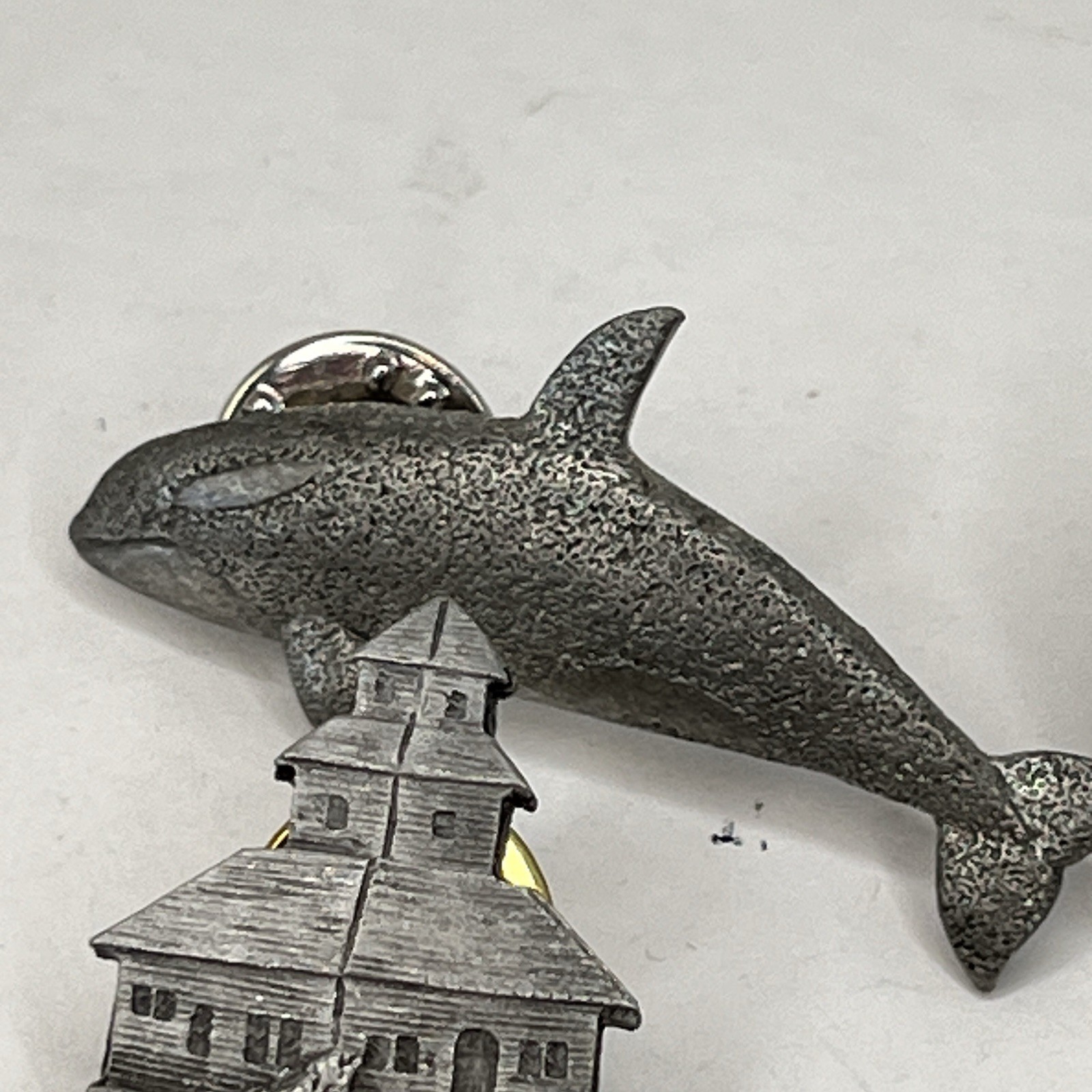 Vintage Mixed Lot 6 Pewter pins Shame Lighthouse Paul Revere Mayflower more SLX