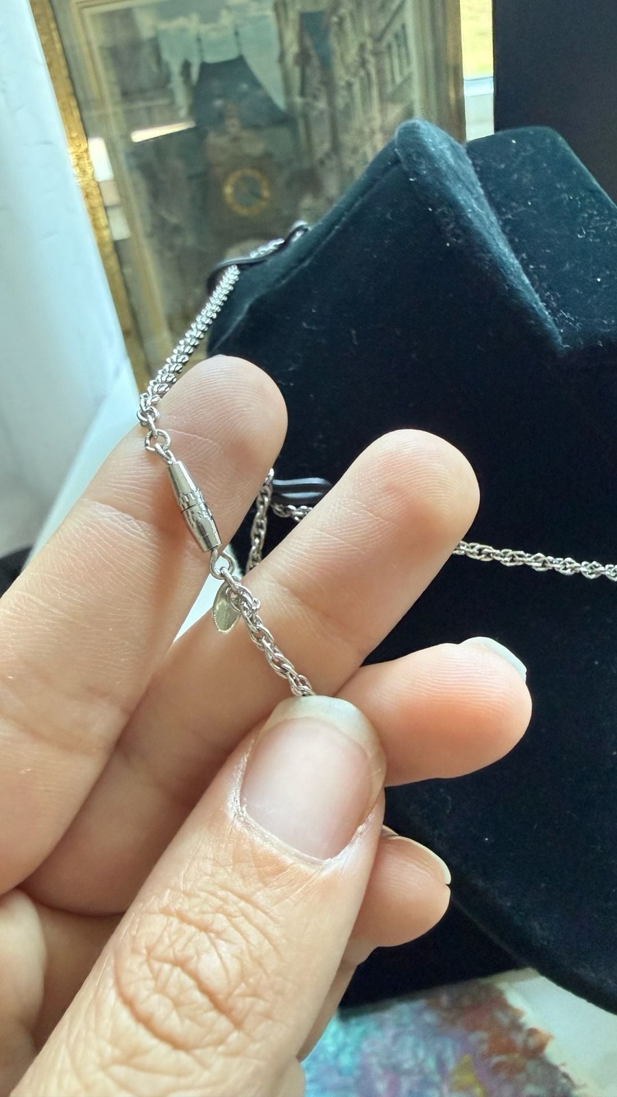 Vintage Hallmark Cards Praying Hands Teardrop Crystal Pendant Necklace