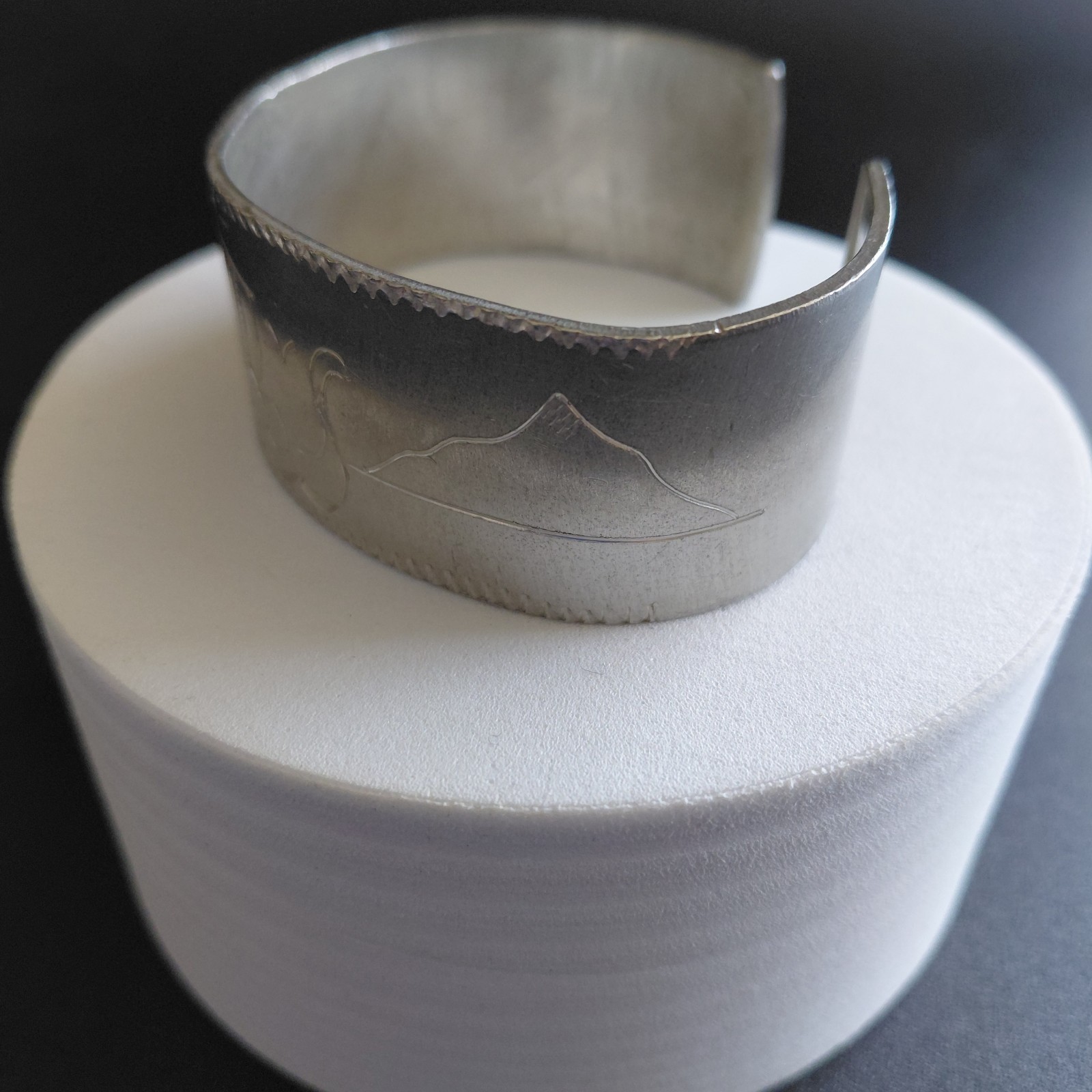 E. Christophersen Viking Ship Cuff Bracelet Norway Pewter Signed Vintage