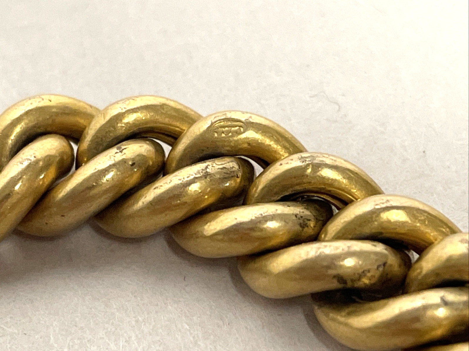 Heavy 34g Antique Victorian T*H Gold Filled Curb Link Bracelet Heart Padlock 7″