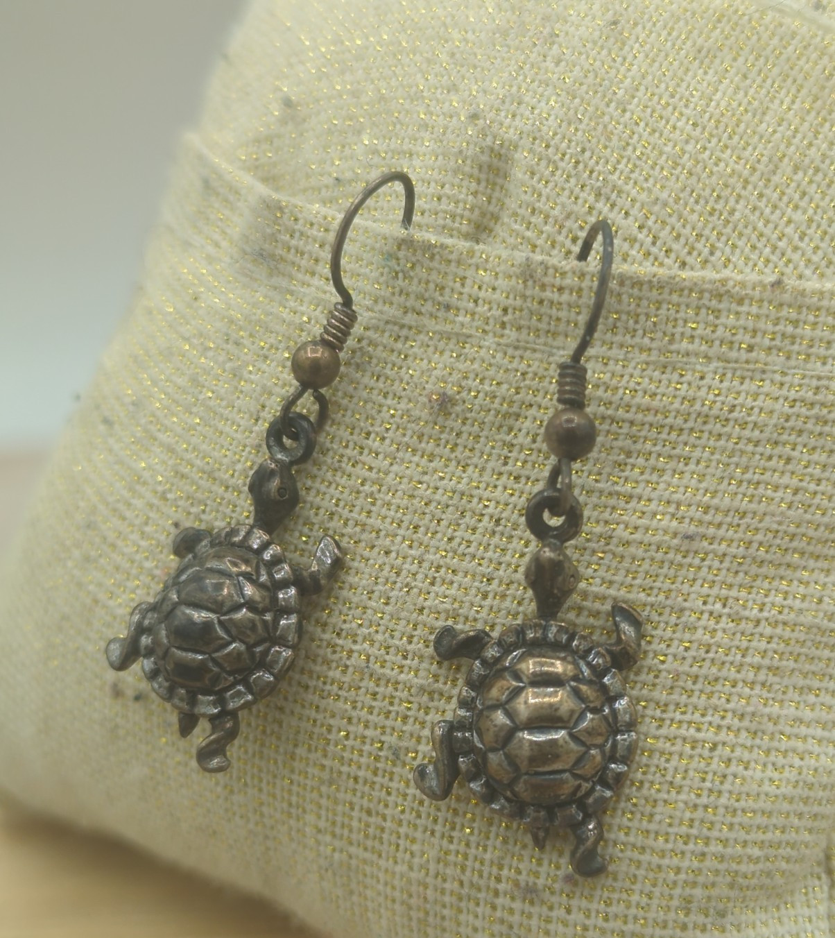 Sterling Silver Turtle Tortoise Dangle Earrings 925 Vintage