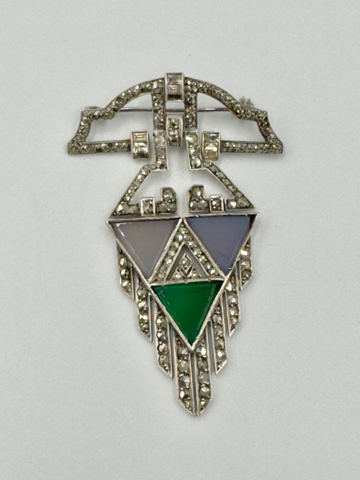 Vintage German Art Deco Sterling Silver Brooch Elegant Business Casual