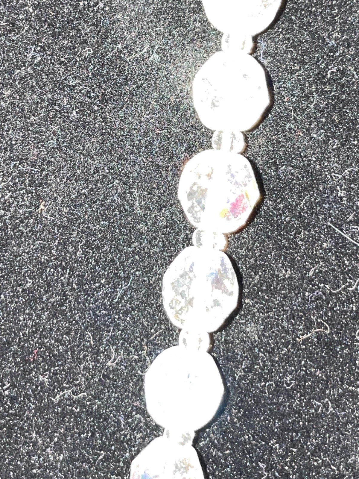 VTG Aurora Borealis Crystal Bead Necklace Clear AB Glass Faceted 30″