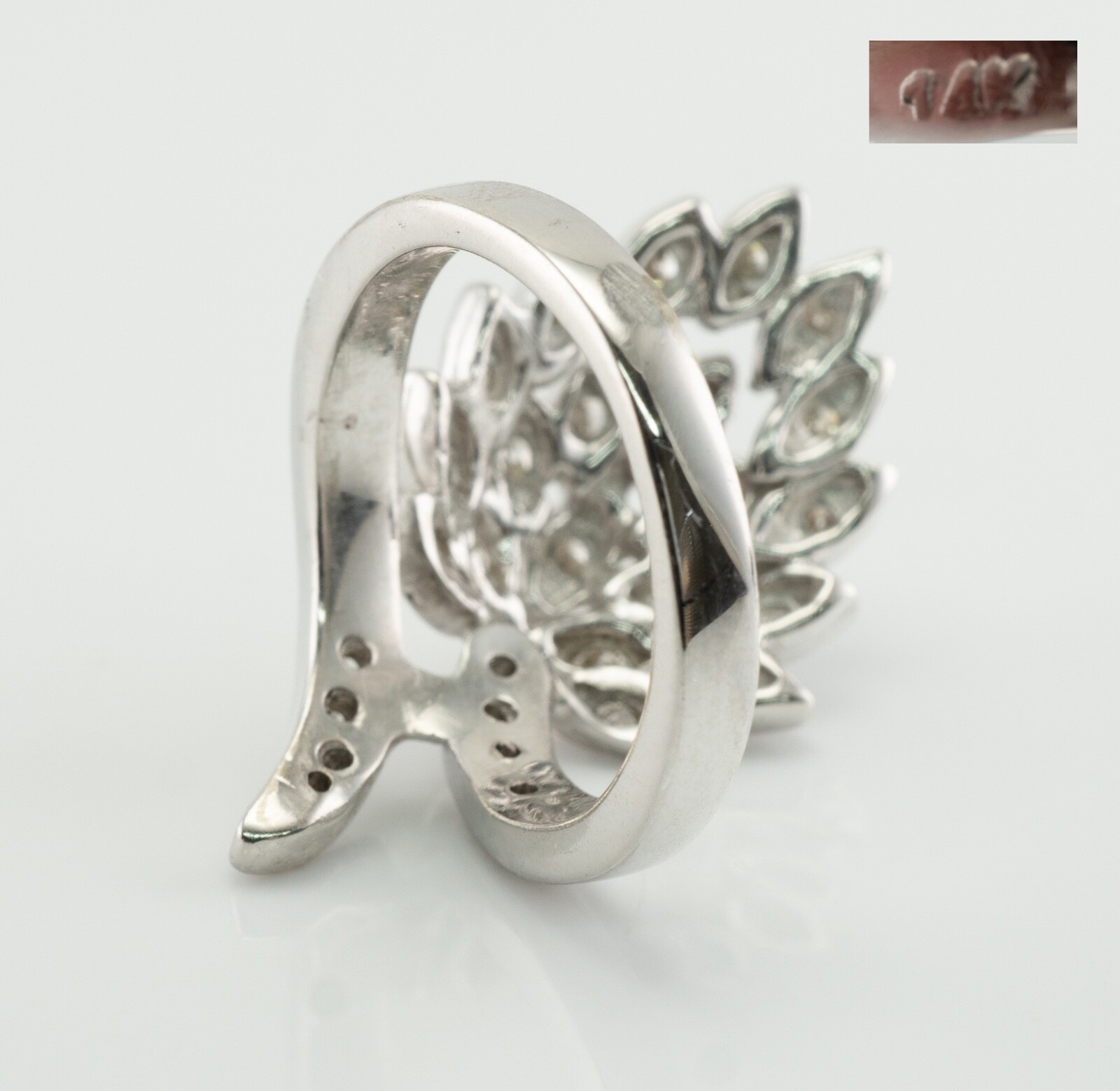 Natural Diamond Ring 14K White Gold Vintage Cluster Estate 1.24 TDW