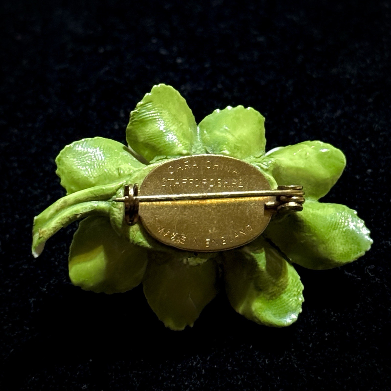 Cara Staffordshire Floral Brooch-1930s English Bone China Porcelain