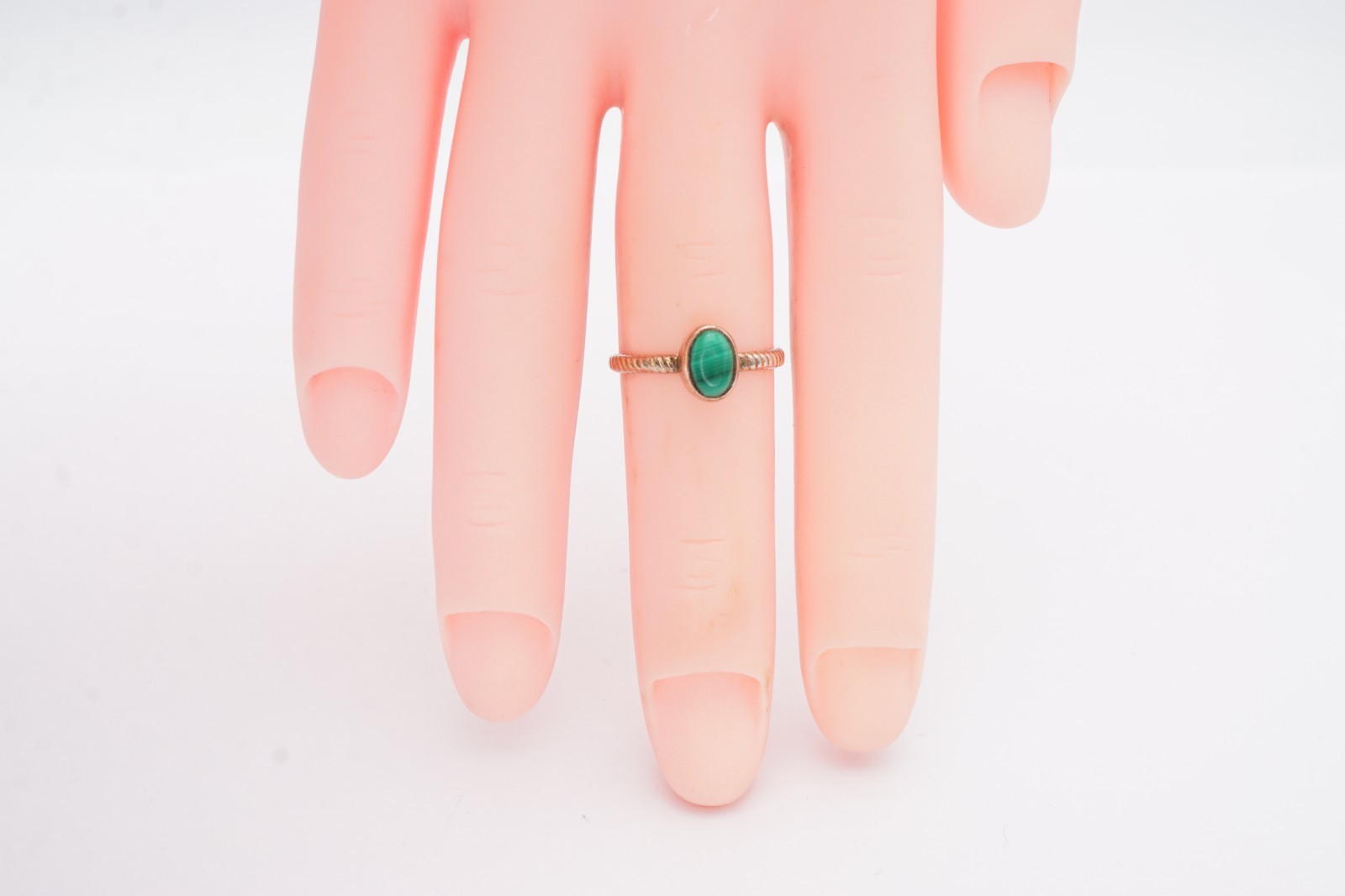 Vintage Sterling Silver 925 Malachite Ring Size 4.25