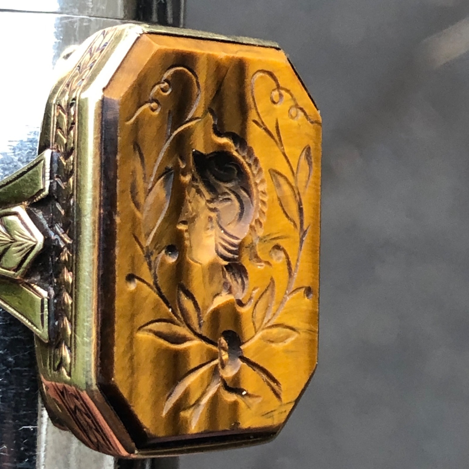 Masterpiece Victorian Period 14K Gold ,Tigereye Intaglio size 10 13.49 Grams