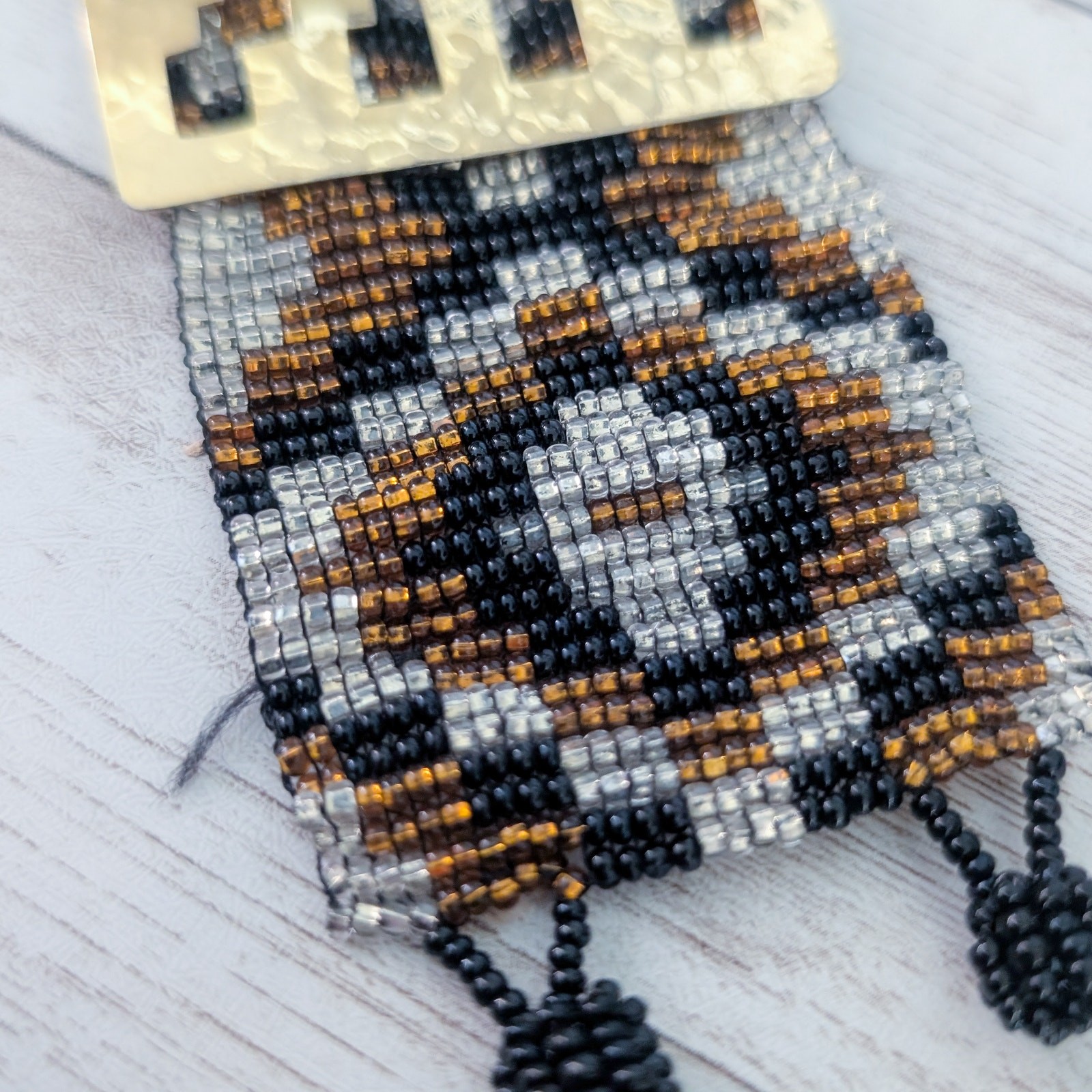 Vintage Bracelet Beaded with Gold Tone – Wide Bracelet
