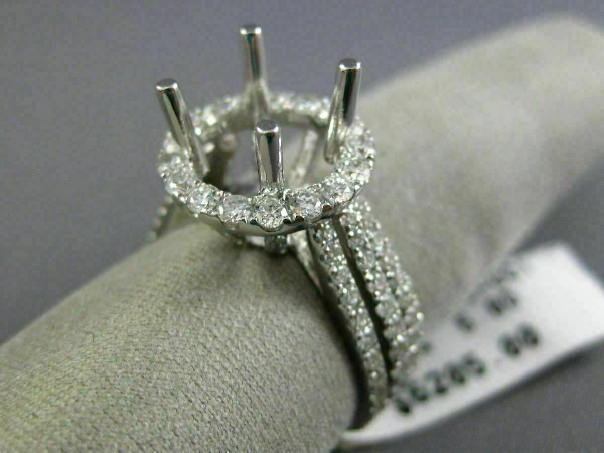 ESTATE LARGE 1.52CT DIAMOND 14KT WHITE GOLD 3D HALO SEMI MOUNT ENGAGEMENT RING
