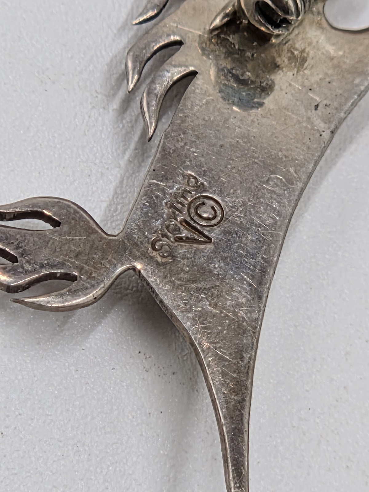 Navajo Double Horse Running Brooch Sterling Marked V