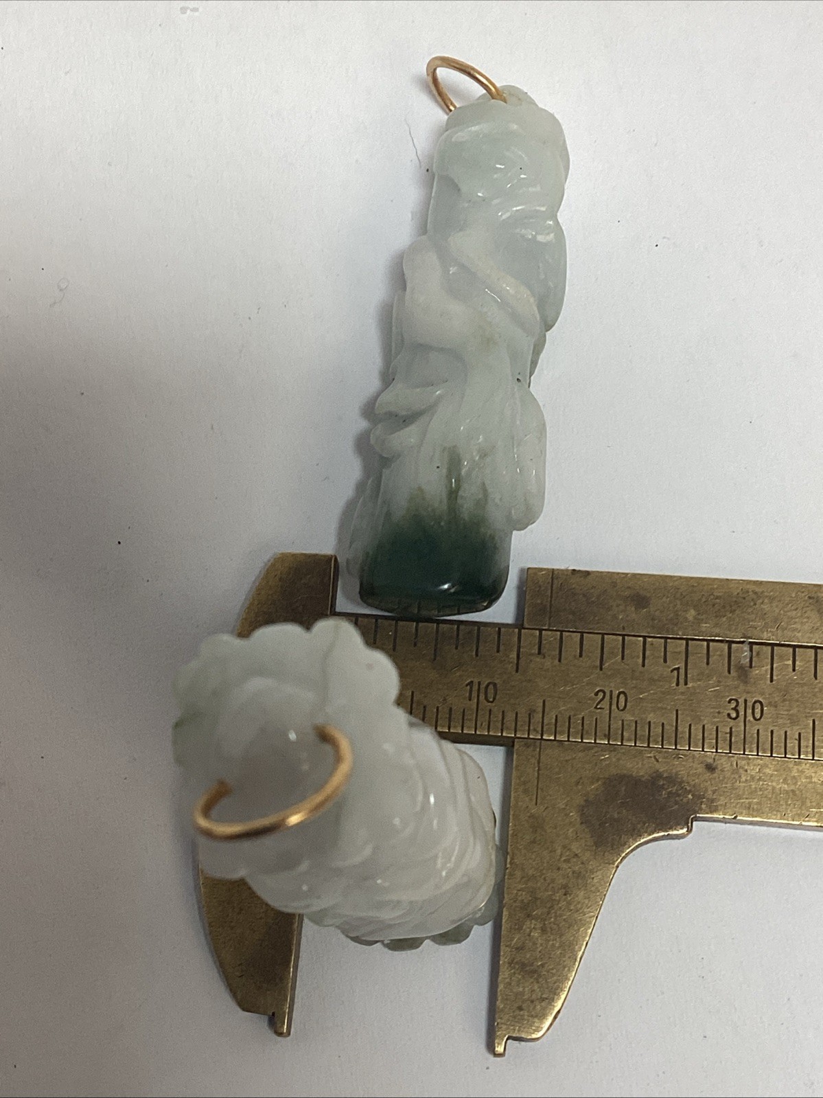 2 Vintage Carved Jades Dragons Pendants 50mm #88