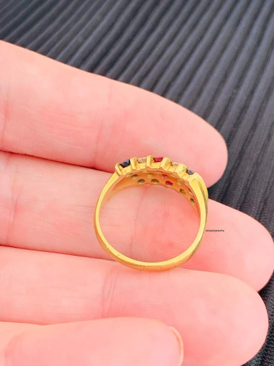 2 CT Lab Created Ruby & Sapphire Round Wedding Band Ring 14k Yellow Gold Plated