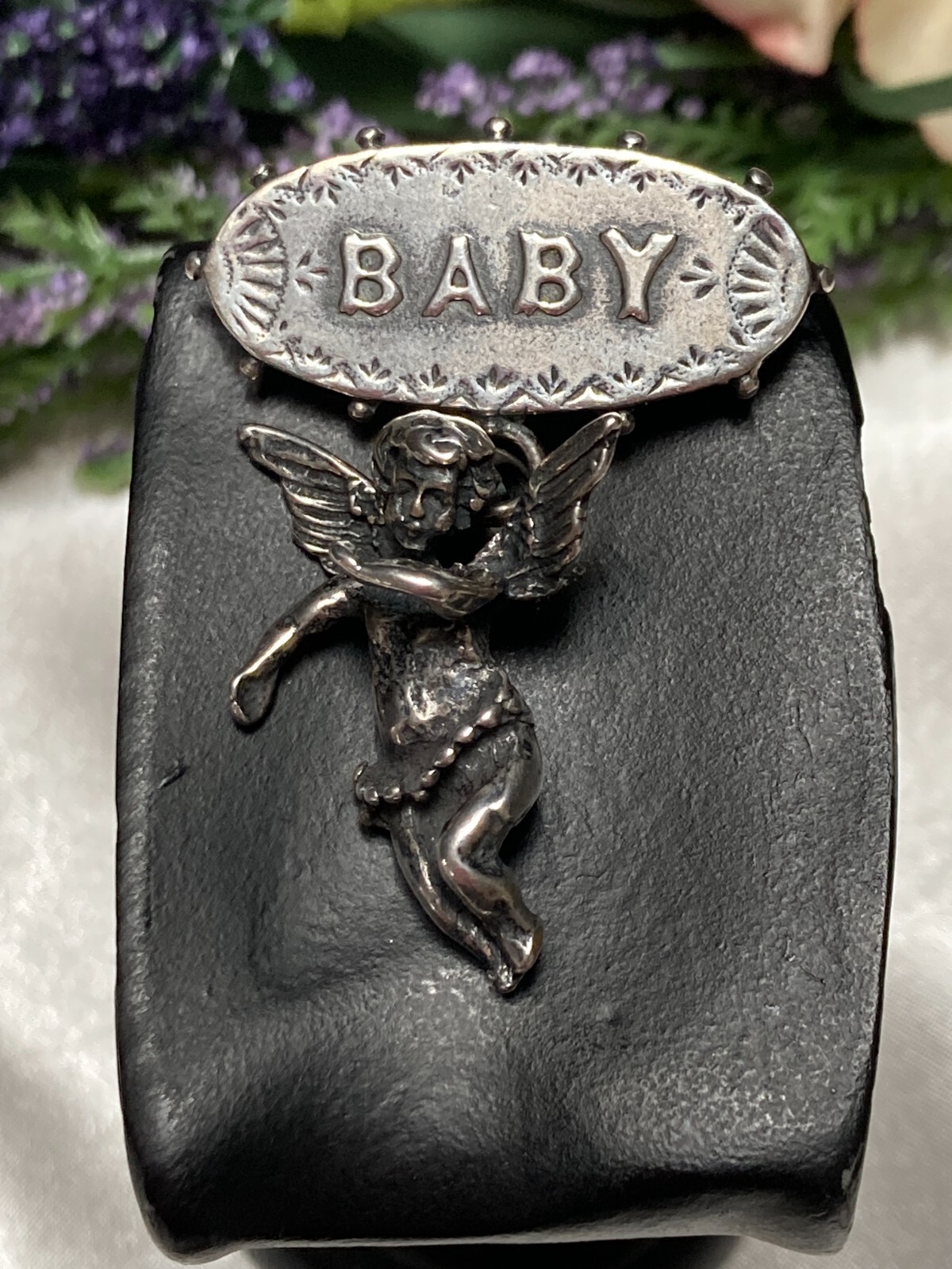 Exceptionally Rare T Foree Sterling Silver “BABY” Angel Cherub Victorian Brooch