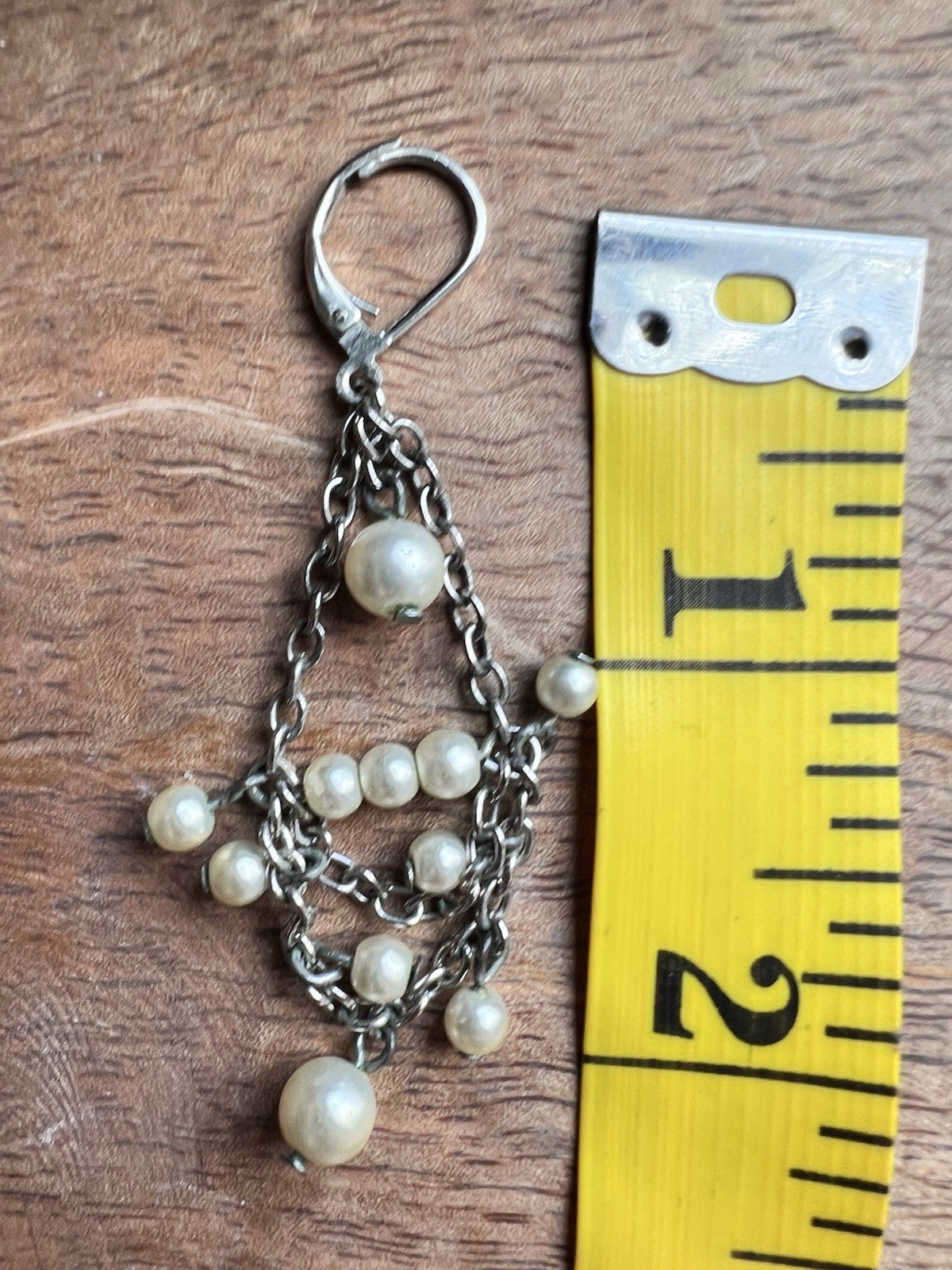 Vintage Antique Brooch& matching Chain& Pearl pierced Earrings.