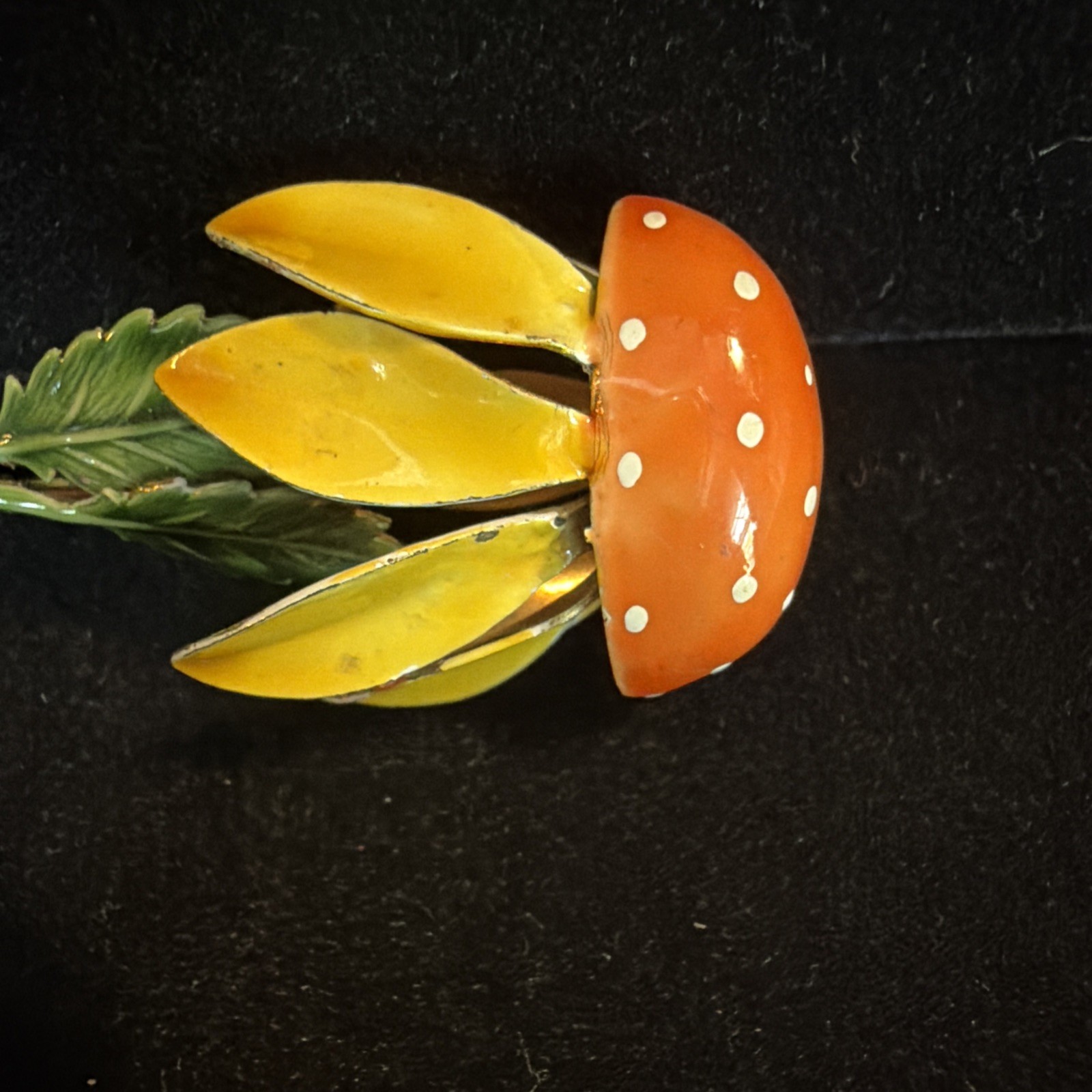 Original by Robert Enamel Flower Brooch Pin Yellow and Orange Daisy SPRING -READ