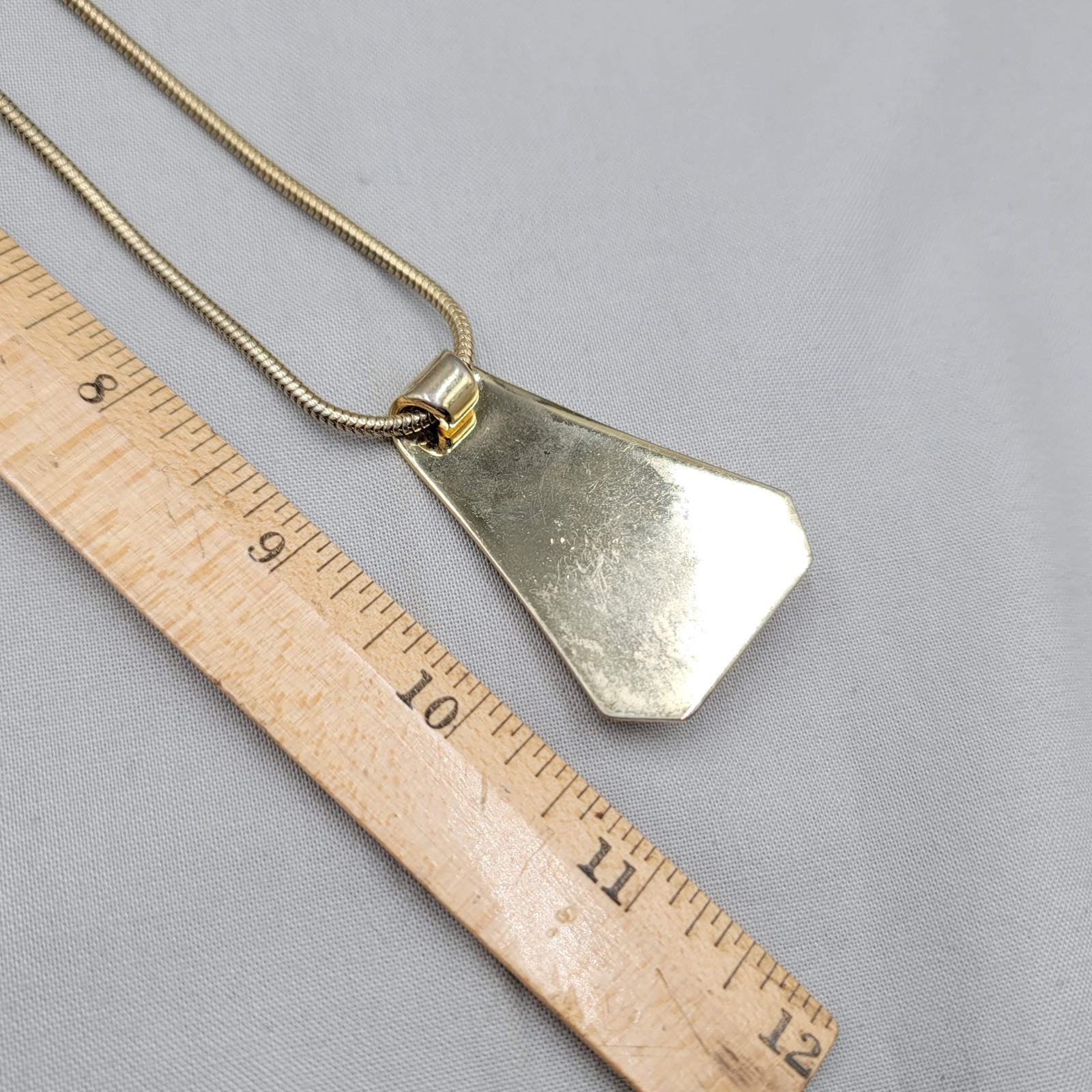 Vintage Whiting and Davis Marbles Orange Stone Pendant Necklace Gold tone 18″