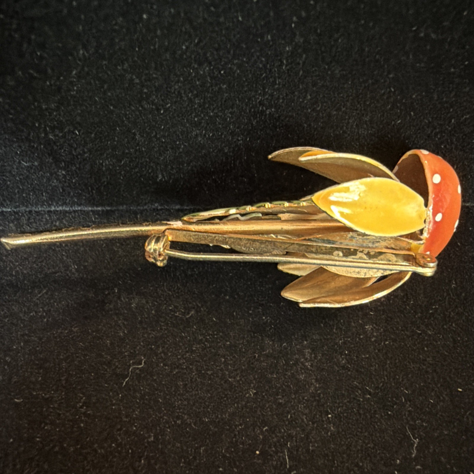 Original by Robert Enamel Flower Brooch Pin Yellow and Orange Daisy SPRING -READ