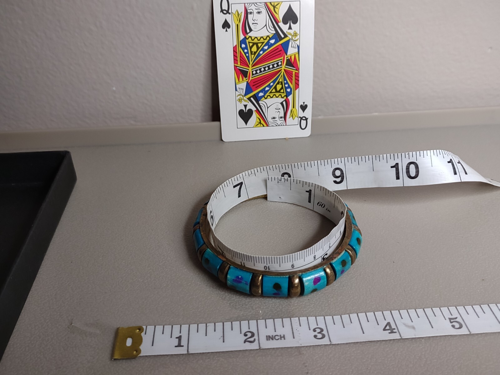 Vintage 7.5 Inch Blue And Purple Spotted Bangle Bracelet