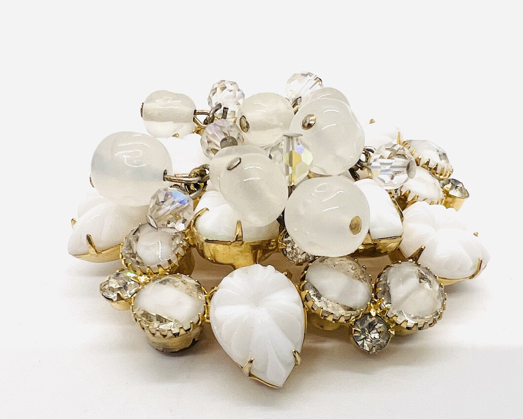 JULIANA Delizza & Elster 3pc Demi Parure Molded Glass Givre Rhinestone Cha Cha