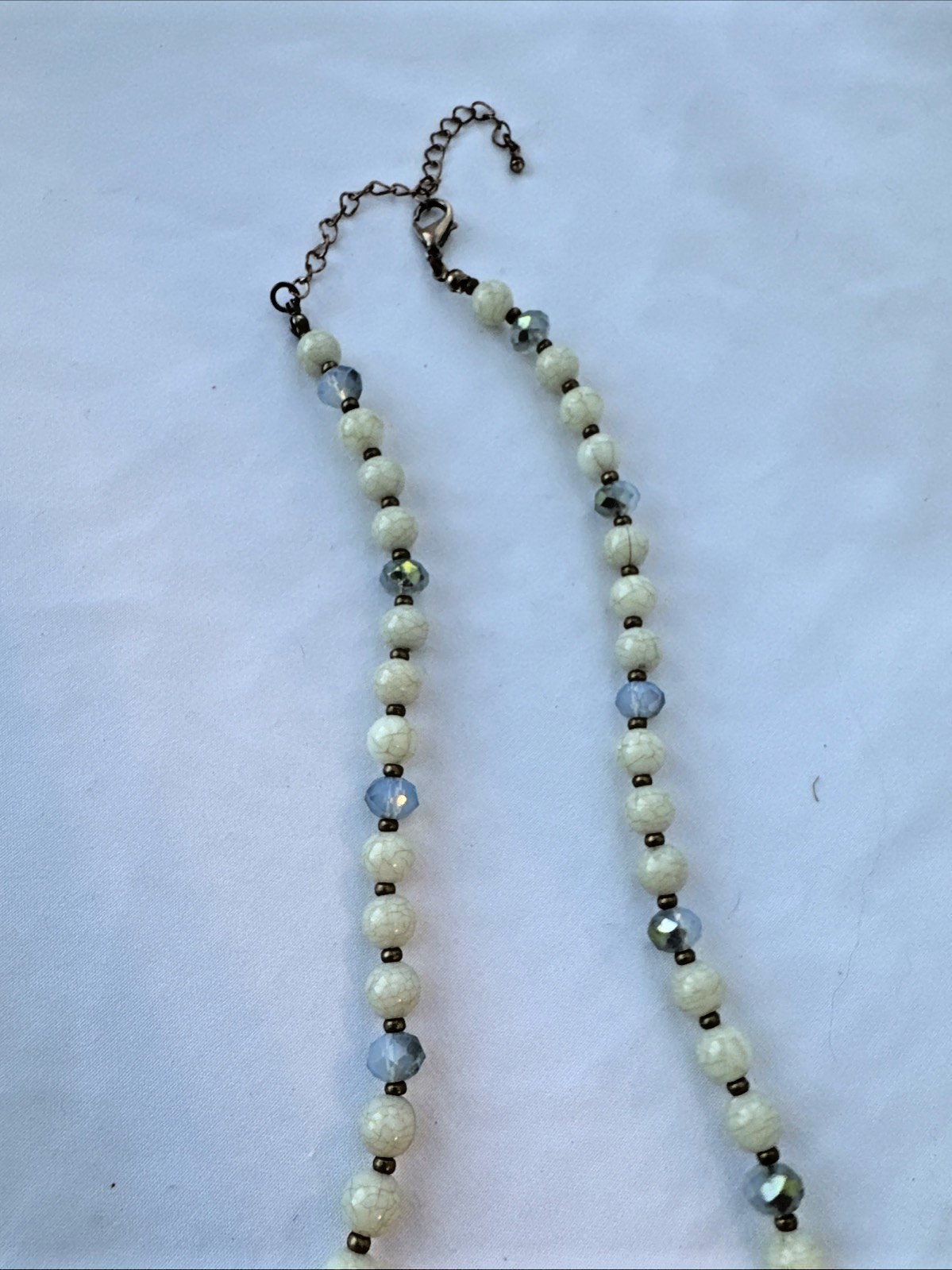 VTG Faceted Mixed Glass & Crystals Aventurine Jasper Quartz Stone long Necklace