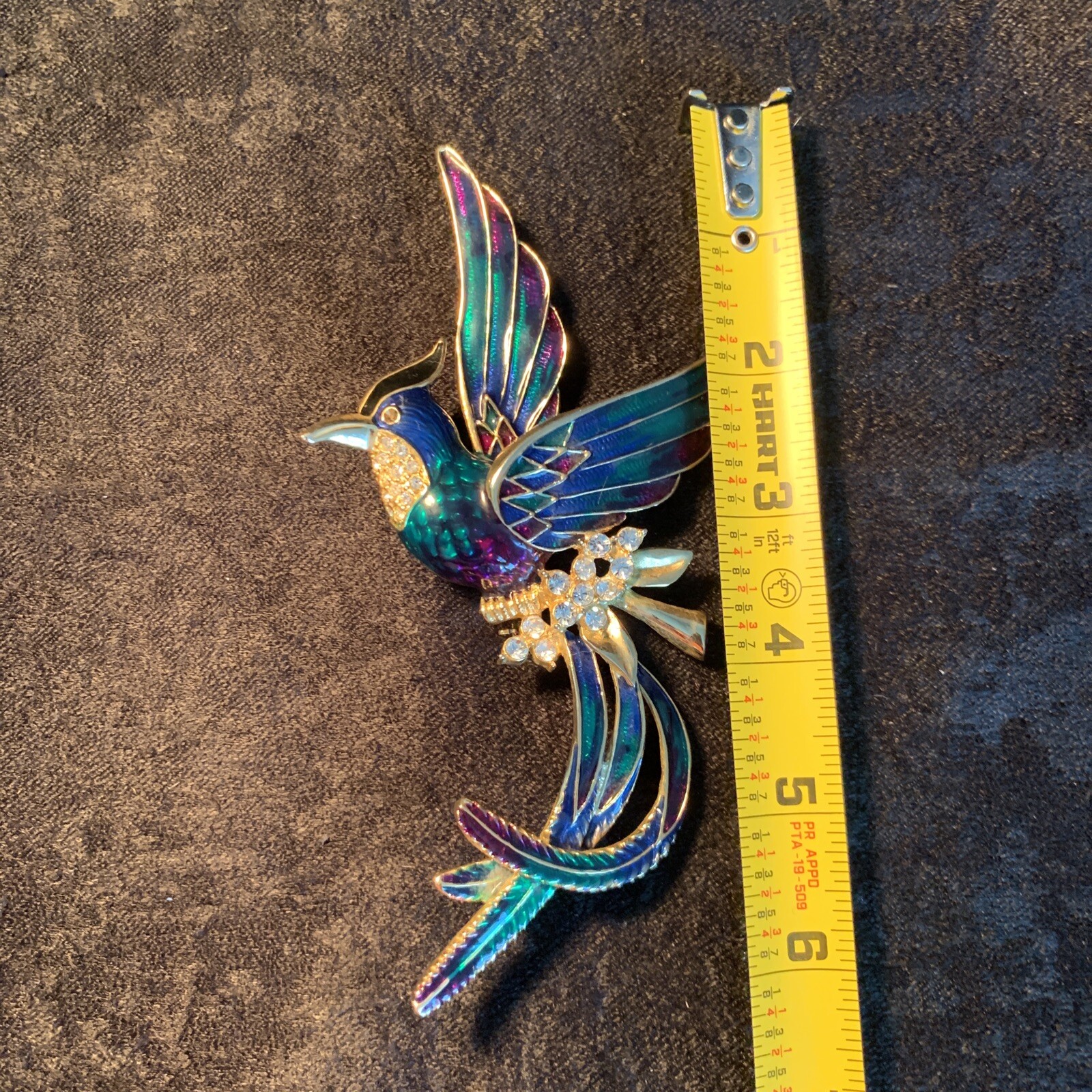 Vintage Phoenix Brooch Beautiful Green, Purple, And Blue