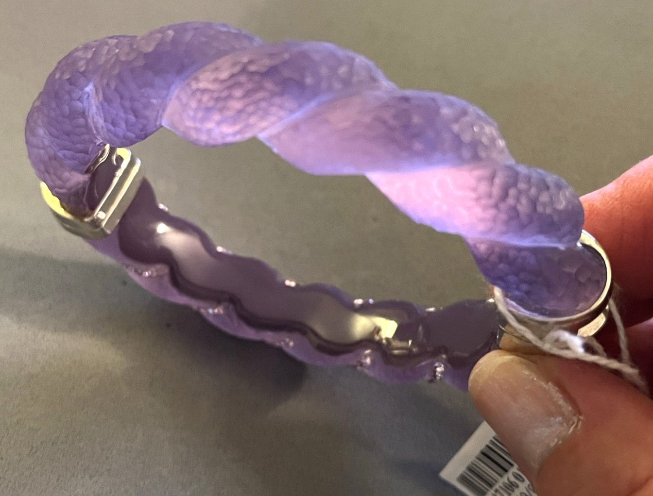Rare SIS SIMONE I. SMITH Crystal Purple Lucite Sterling Hinged Bangle Bracelet