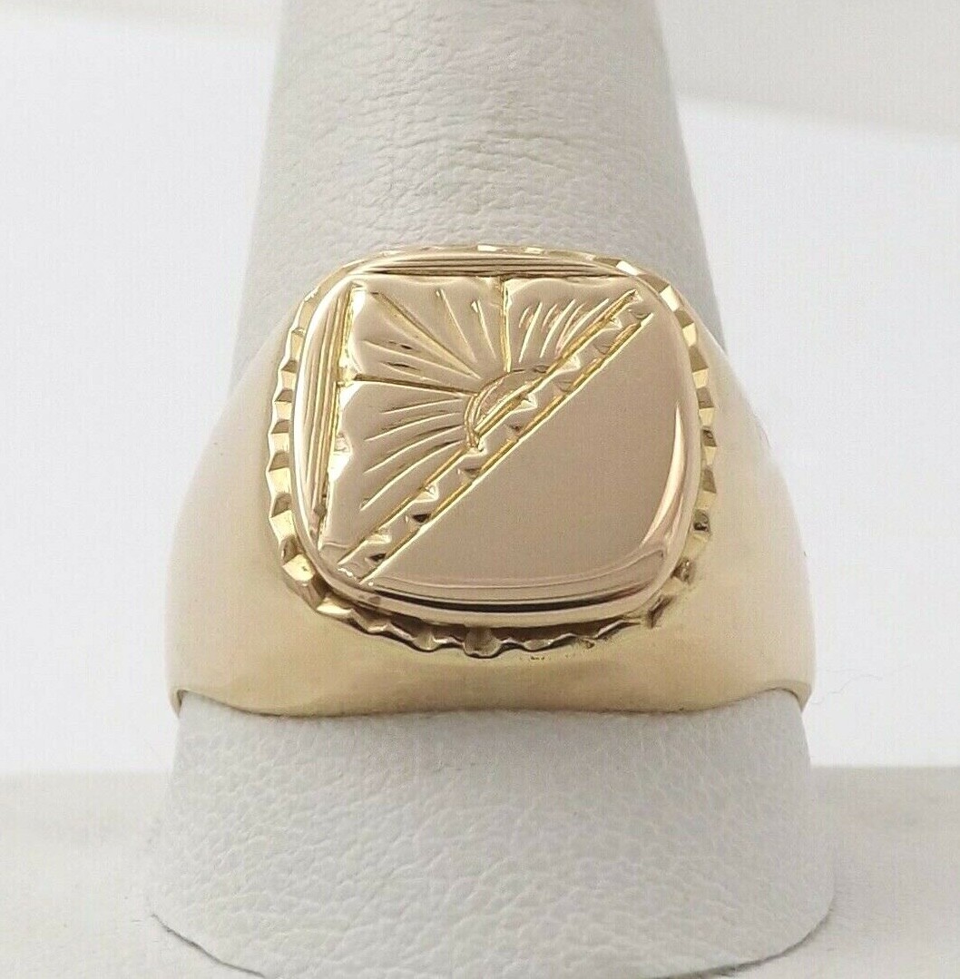 Solid 18k Rose Gold Initial Letter Signet Men Ring Vintage Engravable sz11 Italy