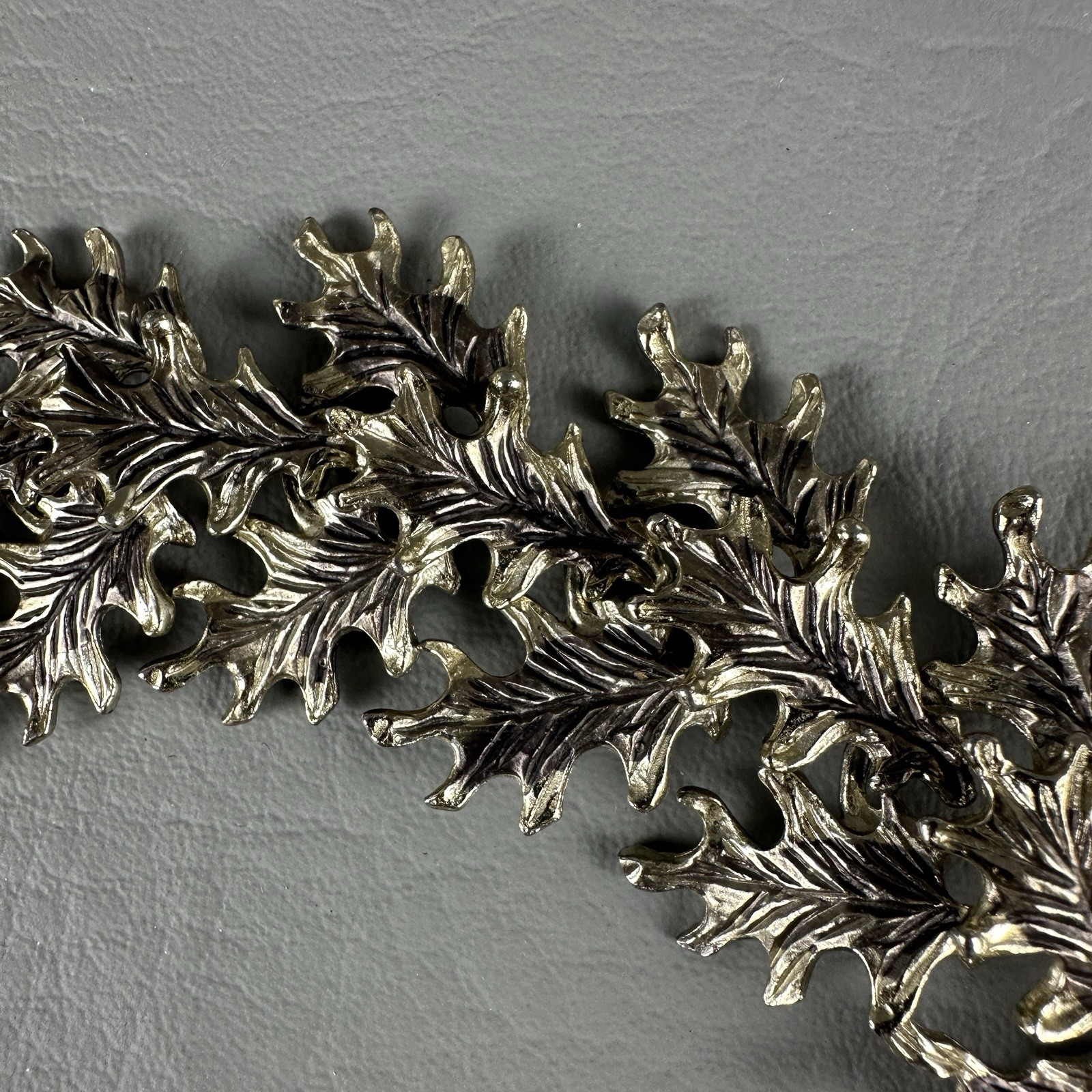 Vintage Leaf Bracelet Articulated Nature Gold Tone Botanical 6.5″