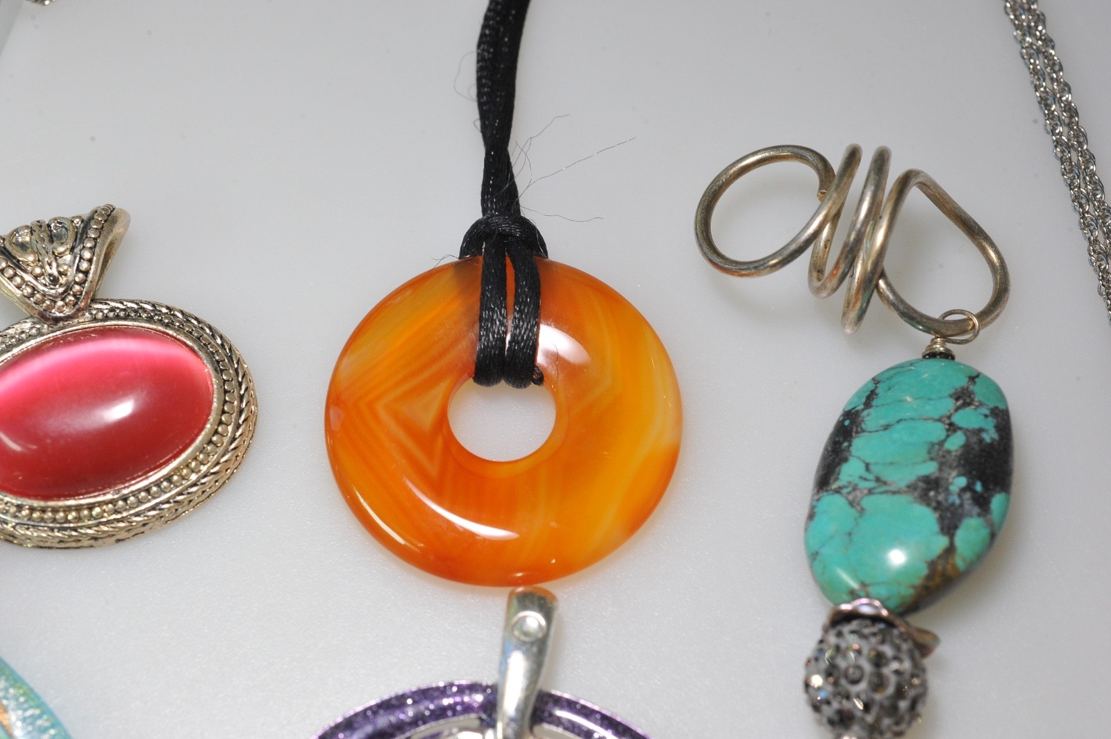 Pendant lot vtg to now variety jewelry craft or wear stone glass other PK27