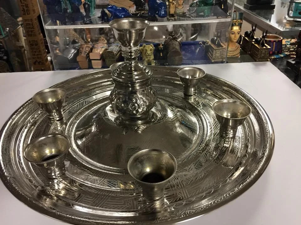 Egyptian Brass ( Silver Plated ) Belly Dance Shemadan Candle Tray Made in Egypt