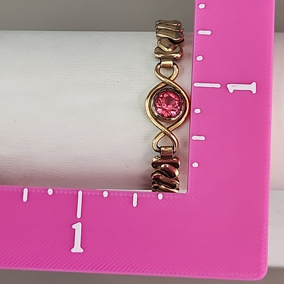Vintage Sweetheart Expandable Bracelet 12K Gold Filled Pink Rhinestone