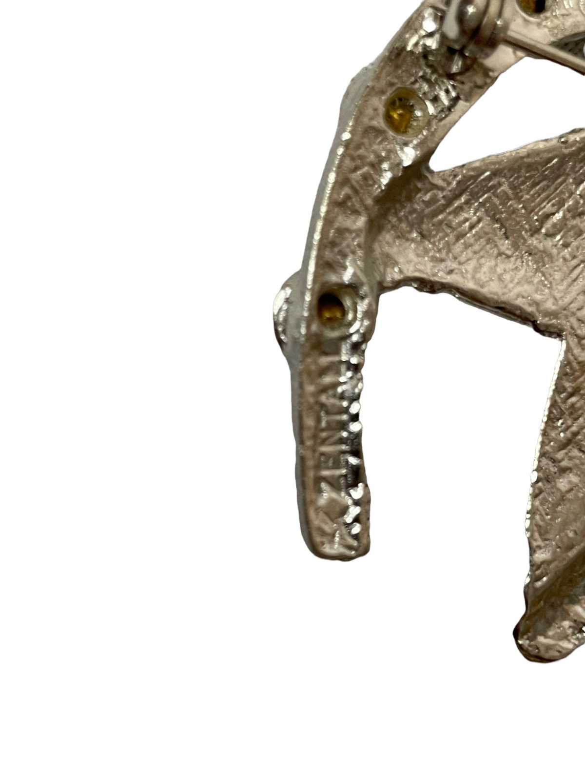 Vintage ZENTALL Horse Brooch Pin Jewelry Horseshoe Rhinestone Accent