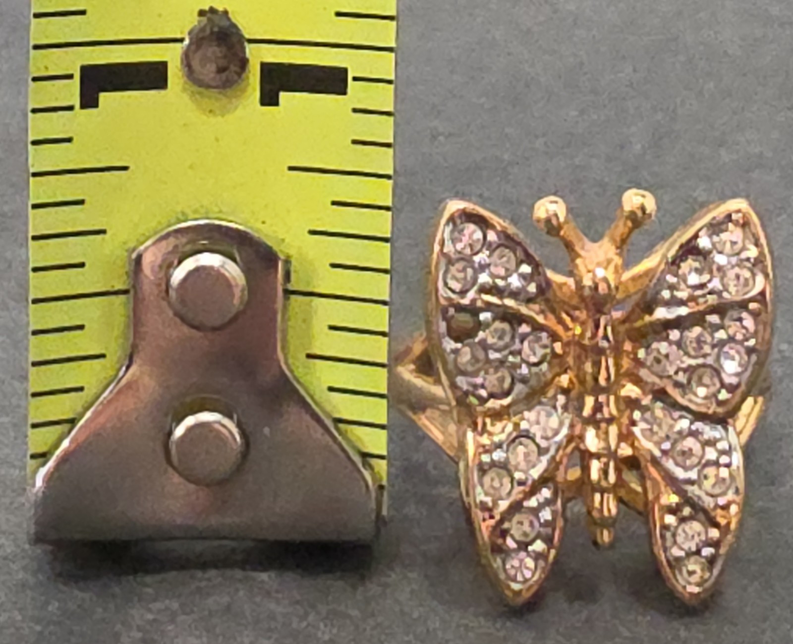 Vintage 18kt GF Gold Filled 3D Butterfly Simulated Diamond Ring size 7