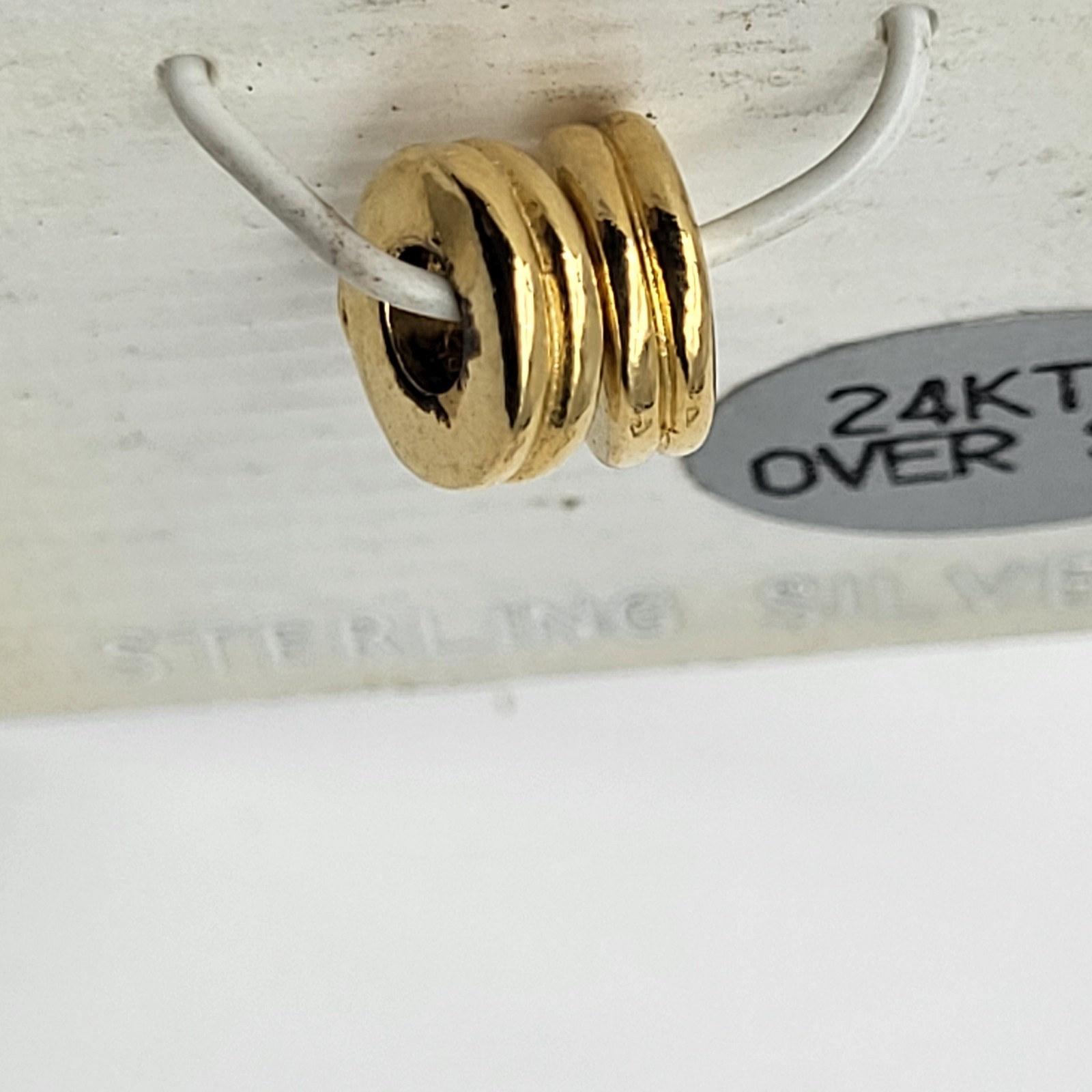 vintage gold plated spacer beads for slide charm bracelet on card