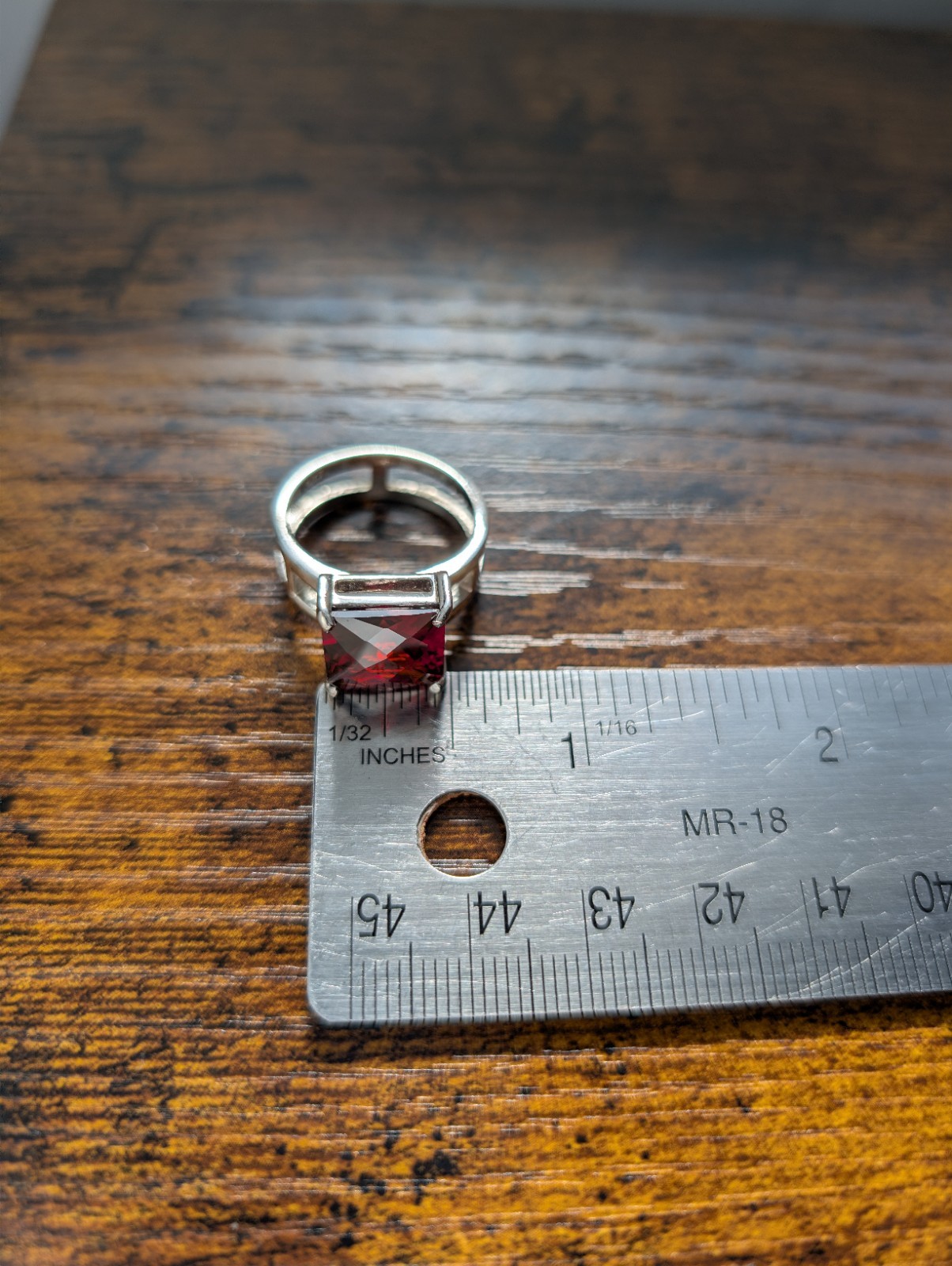 Sterling Silver 7Grams DBJ Dee Berkley Jewelry Garnet Red CZ Square Cut Ring S8