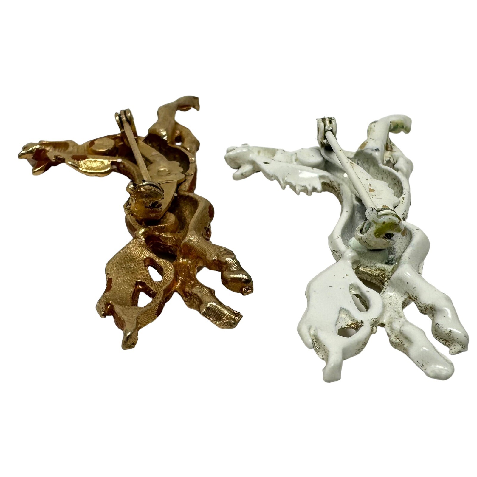 Vintage Pair Enamel Running Horse Brooch Lot