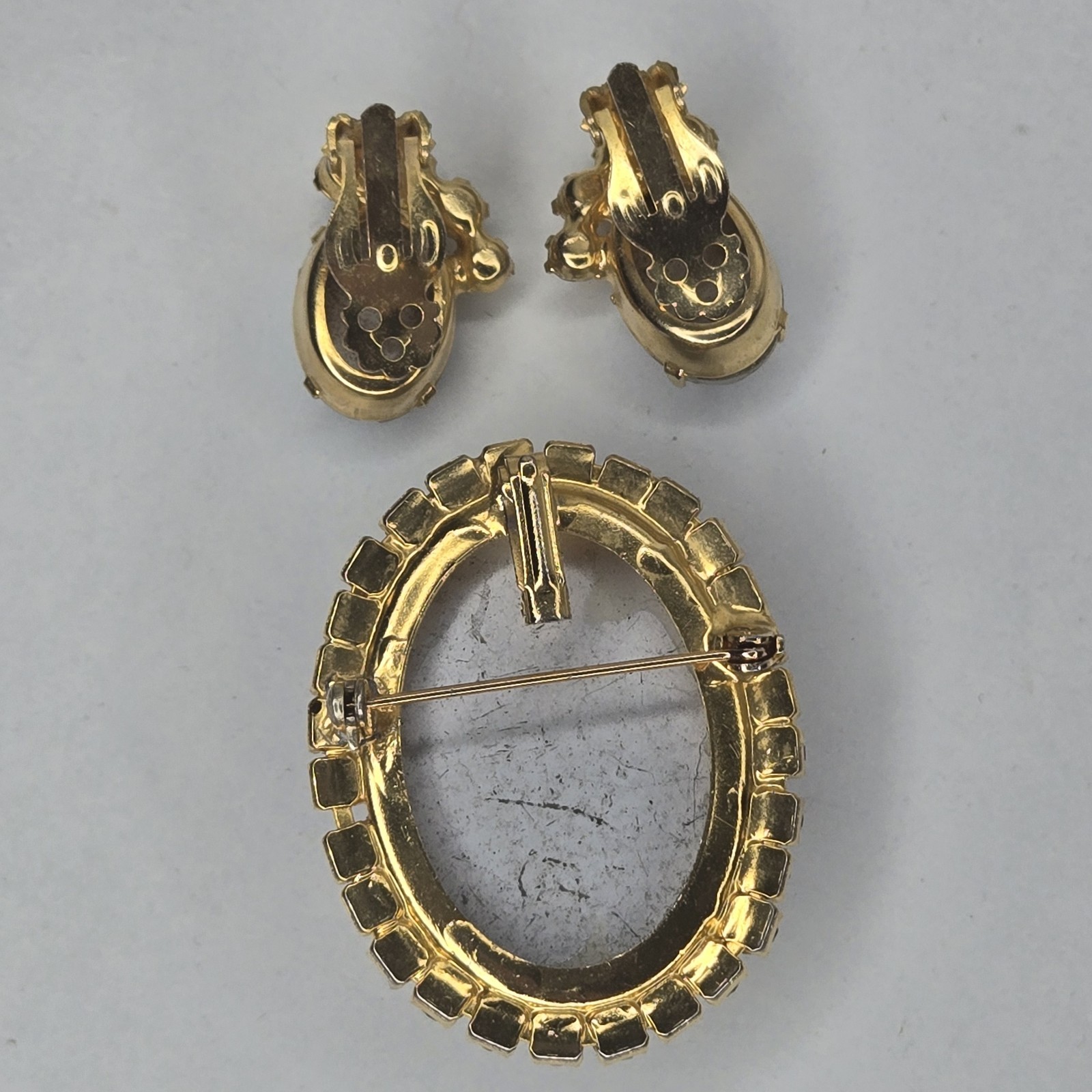Vintage Juliana DeLizza & Elster Crystal Geode Brooch & Earrings Rare Book Piece
