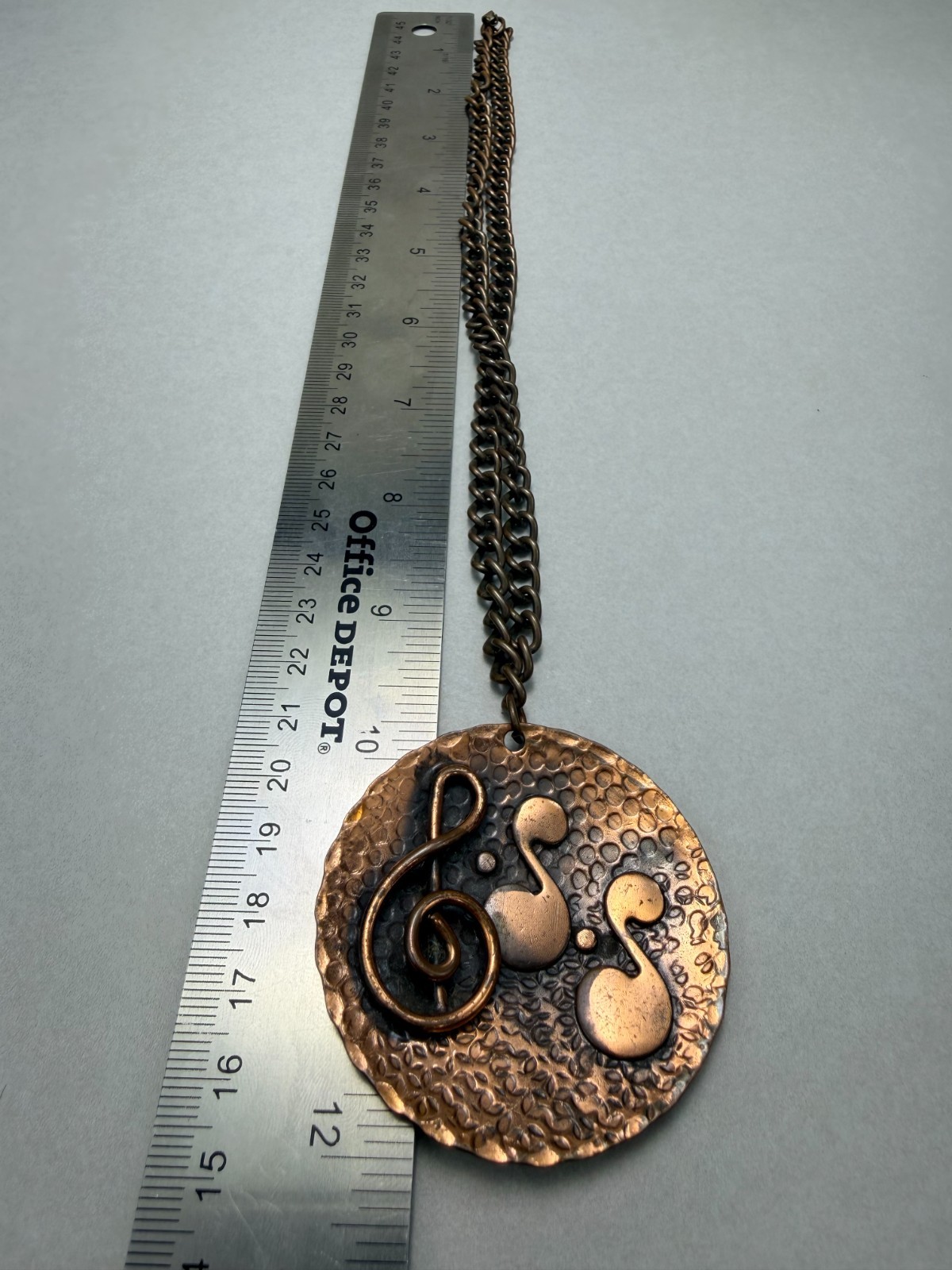Solid Copper Necklace Musical Notes Pendant Artisan Statement MCM