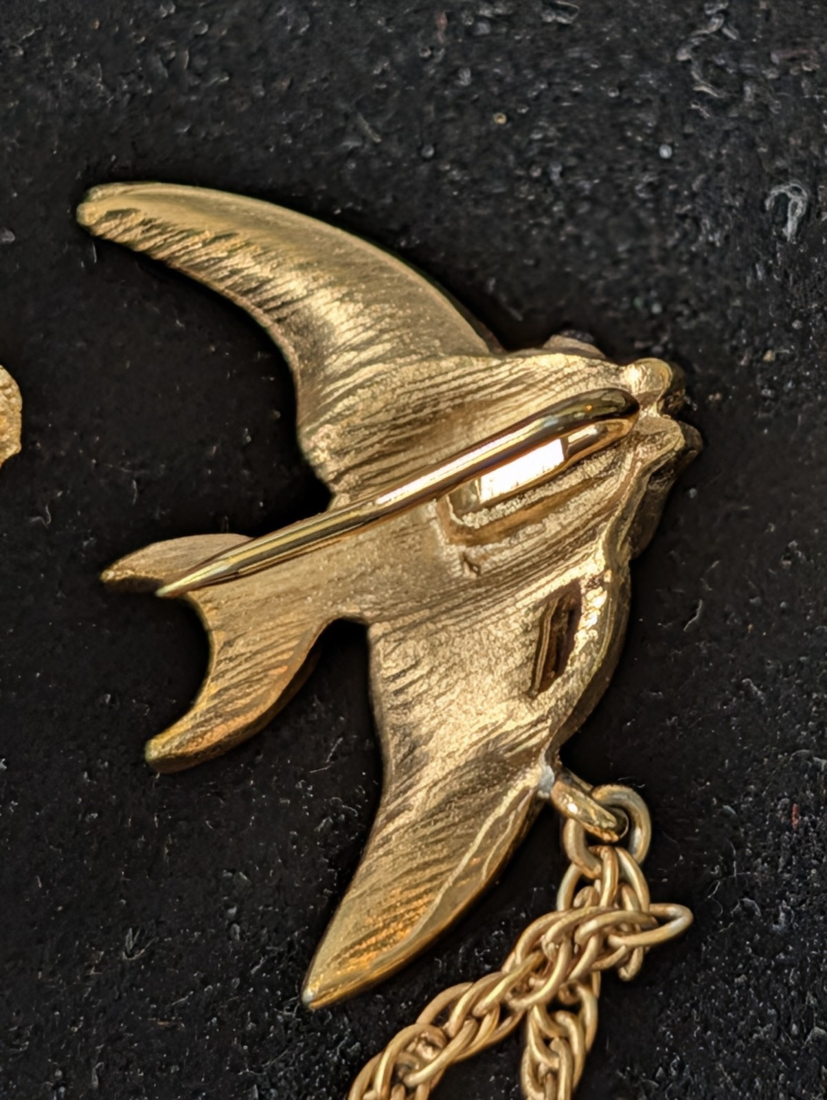 RARE Crown Trifari Chatelaine Double Brooch Pin Fish & Gold Tone Coral Pearls