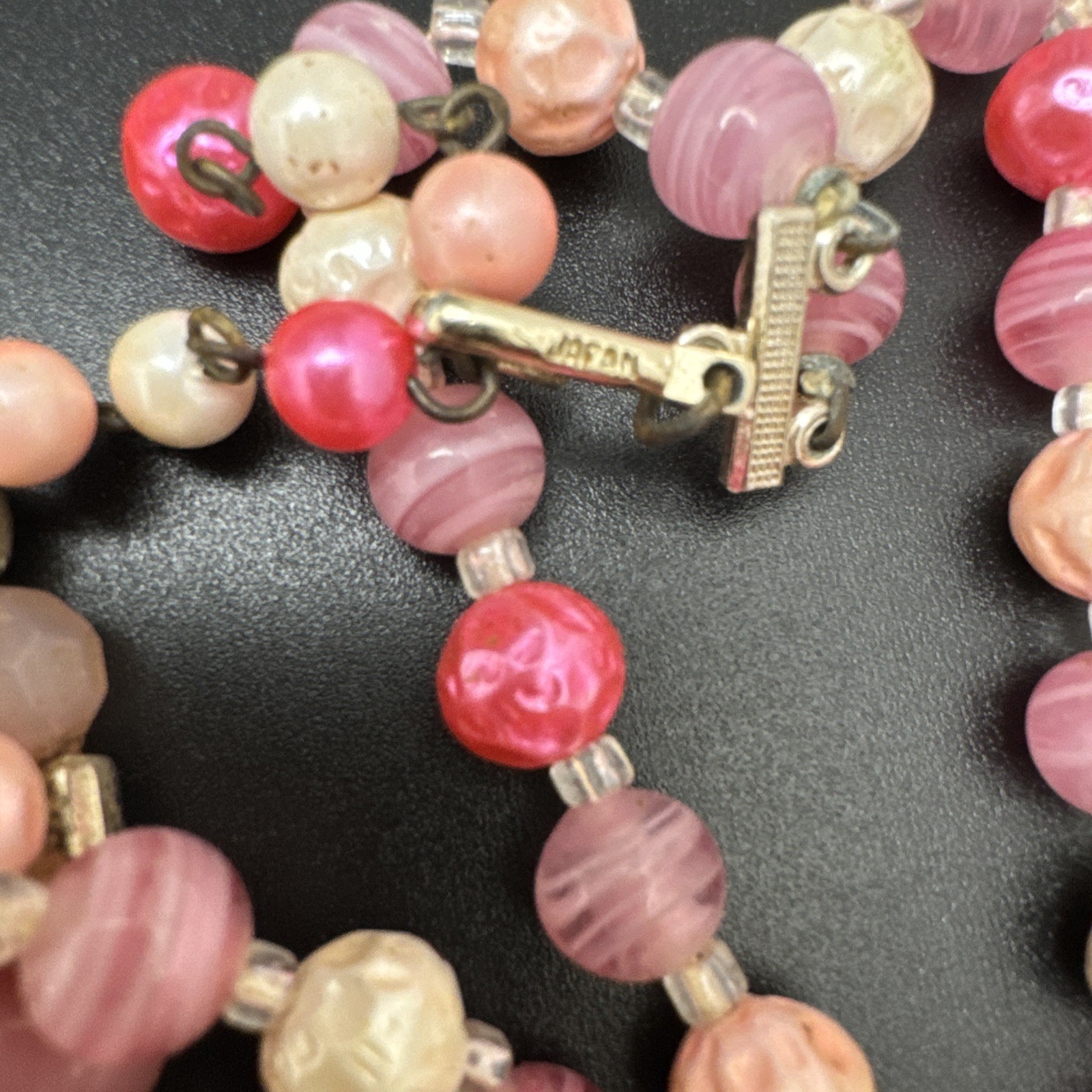Vintage Lucite Beaded Necklace Lot Pink Coral Lavender Mod Japan 6 Pc
