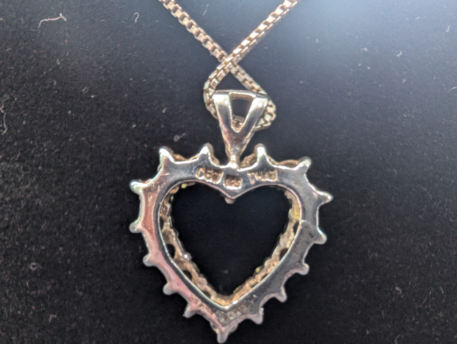 Vintage DBJ Design Sterling Silver Green Peridot Heart Necklace Italy SS Chain