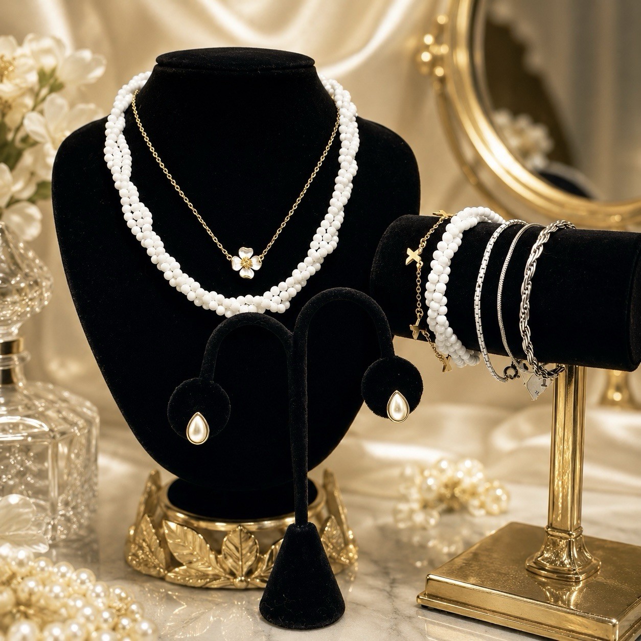 Vintage Trifari Everyday Essentials – 8pc Dainty Layering Jewelry Collection