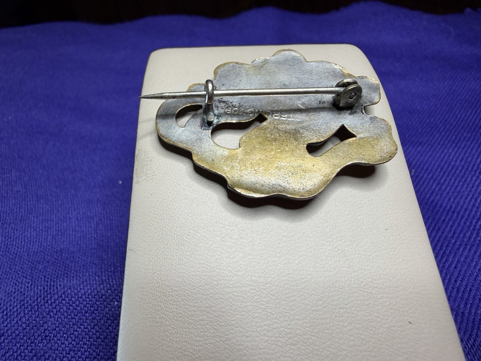 Antique Art Nouveau Sterling Top Lady Portrait Brooch Pin Floral Hair