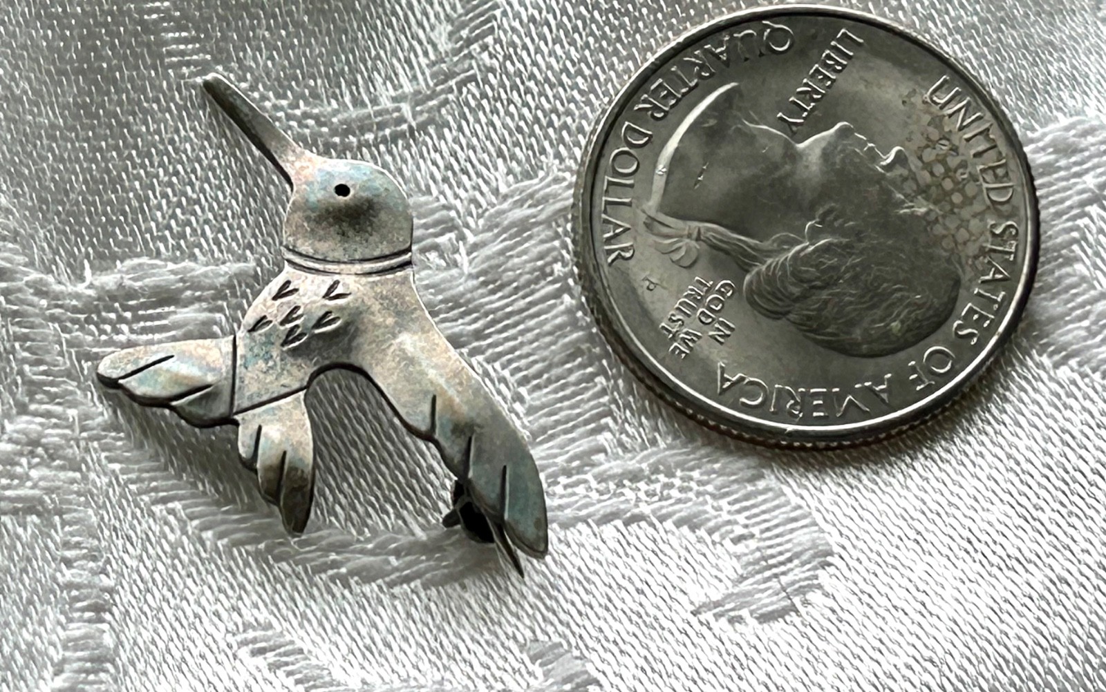 Vintage MCM Abbott Gotshall Sterling Silver Hummingbird Brooch